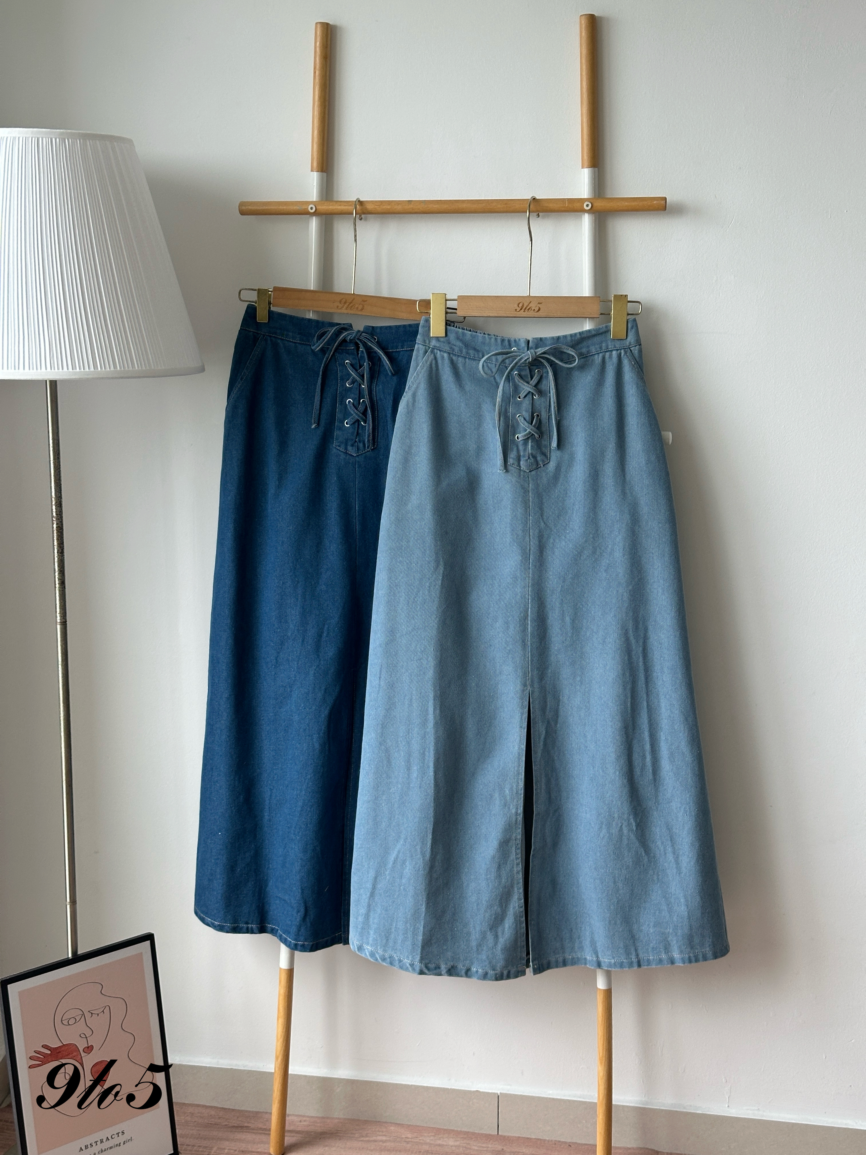 S1972 A Line Denim Skirt - D.Blue & L.Blue