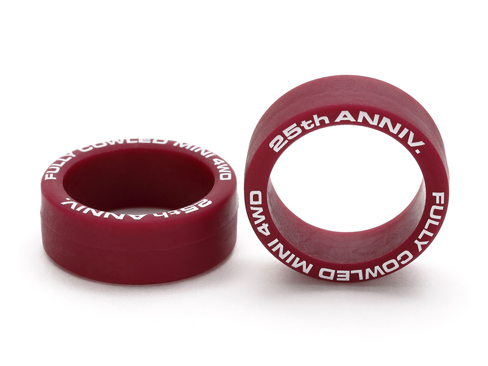 FULLY COWLED MINI 4WD 25th ANNIV. LOW FRICTION LOW PROFILE TIRE (MAROON, 2PCS.)