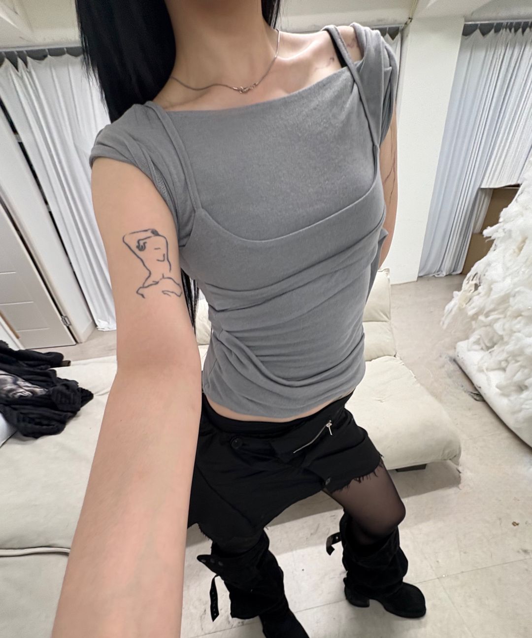 🇰🇷訂購｜FLARE UP 26SS｜Asymmetrical Layered Mini Skirt 2色 