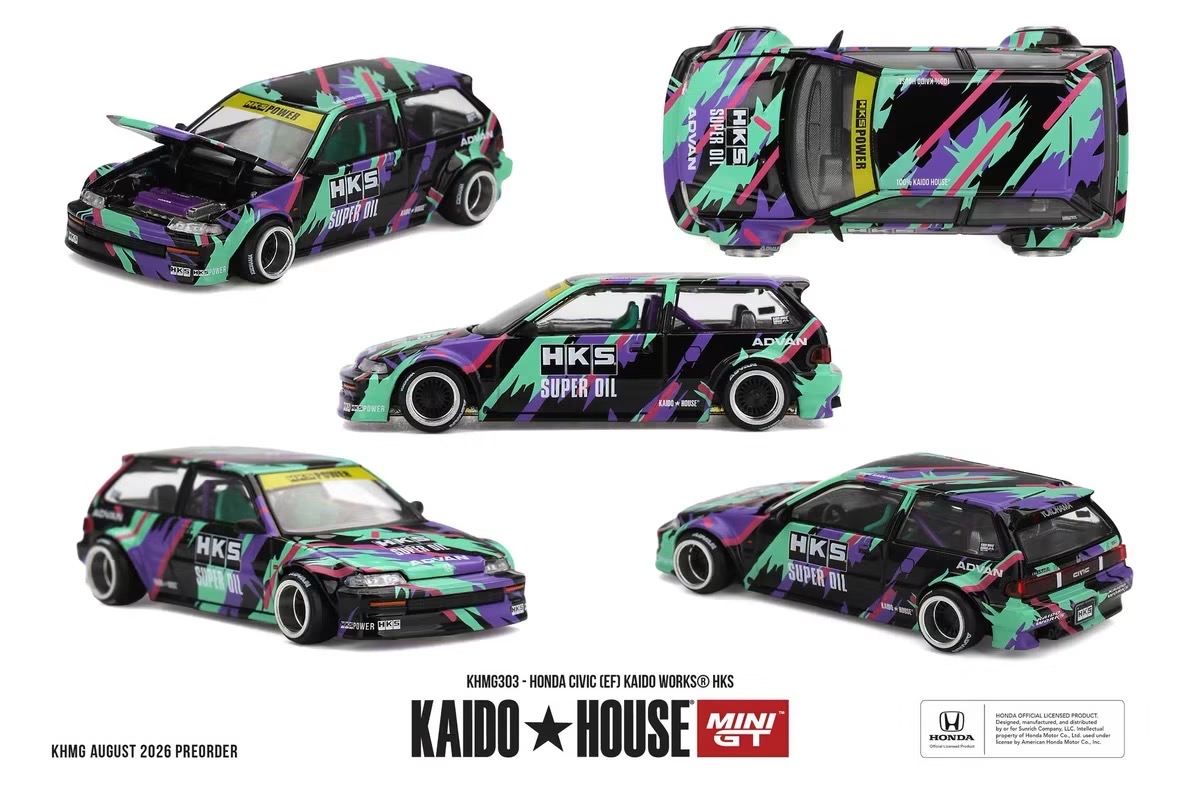 （預訂 Pre Order) KAIDO HOUSE x MINI GT ( KHMG294 ) Honda Civic (EF) Kaido Works HKS