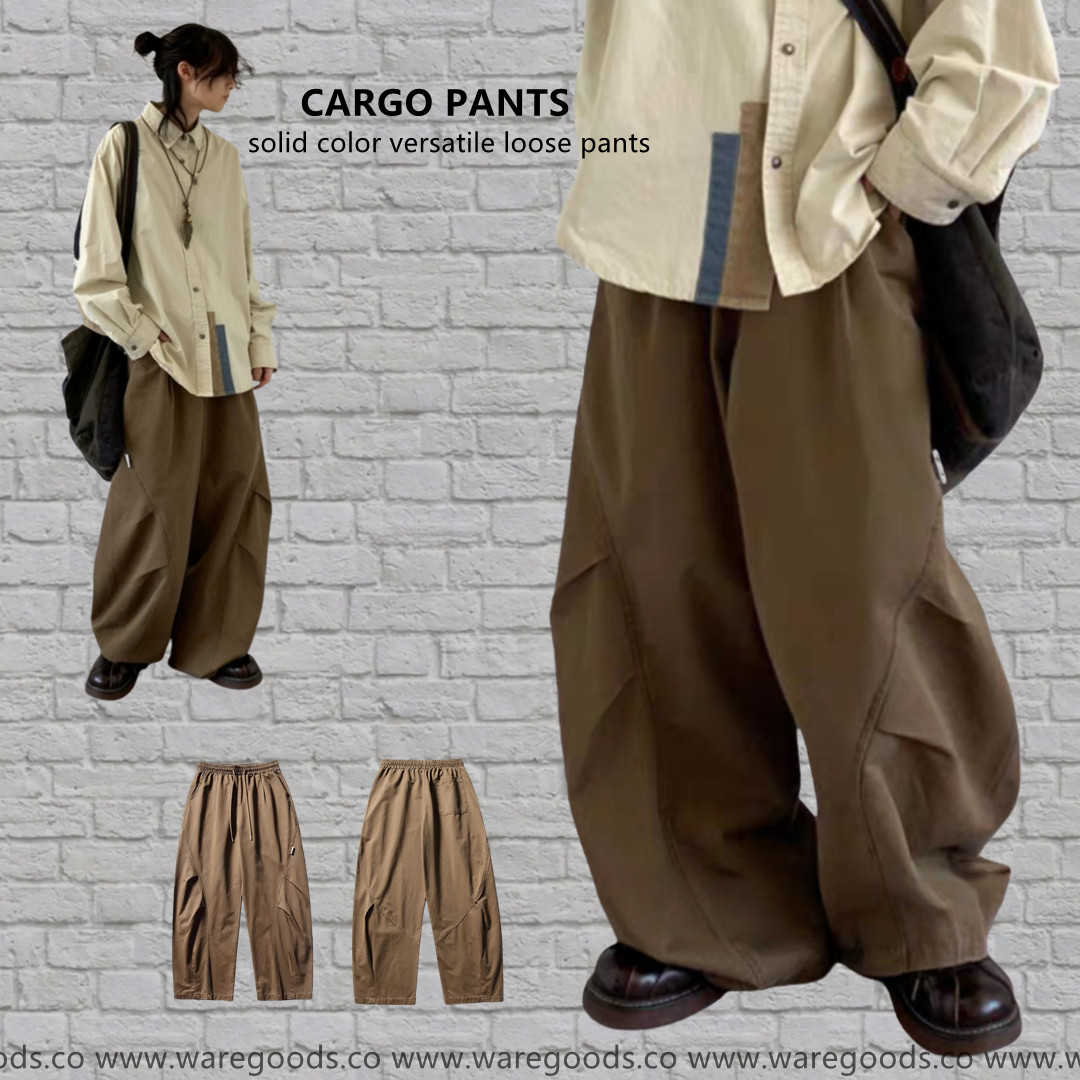 W03純色男女百搭鬆身褲