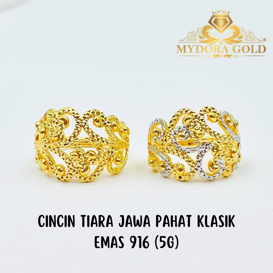MYDORA Cincin Tiara Jawa Pahat Klasik (5G) l EMAS 916/22K