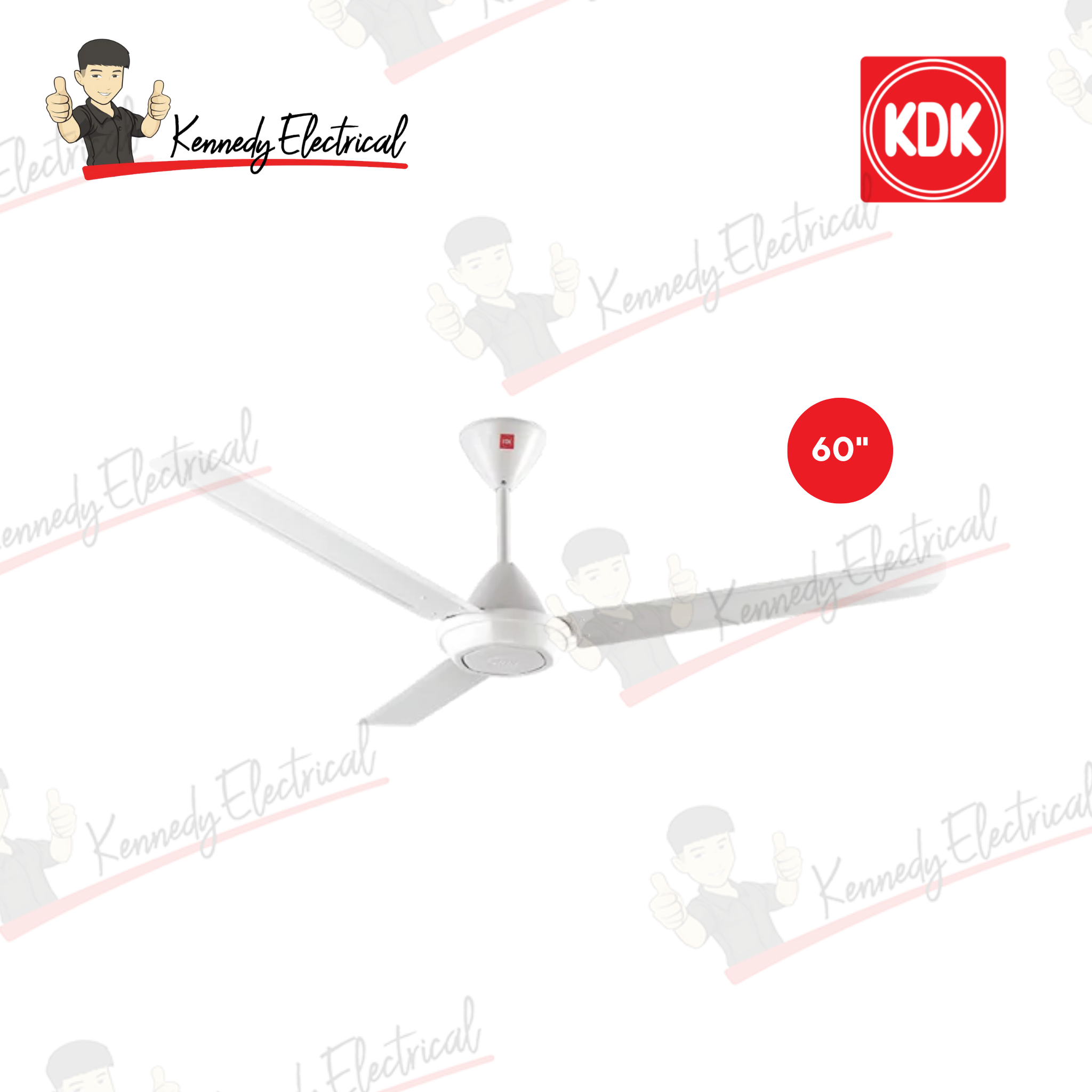 KDK 60" 3-Blade Regulator Ceiling Fan K15V0 (White)