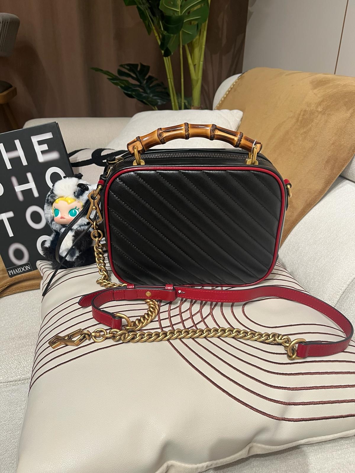 Gucci GG Marmont Matelassé Bag, vanity Camera Bag Bamboo Top Handle 2way bag 100%Authentic ,98%new ✅dust bag