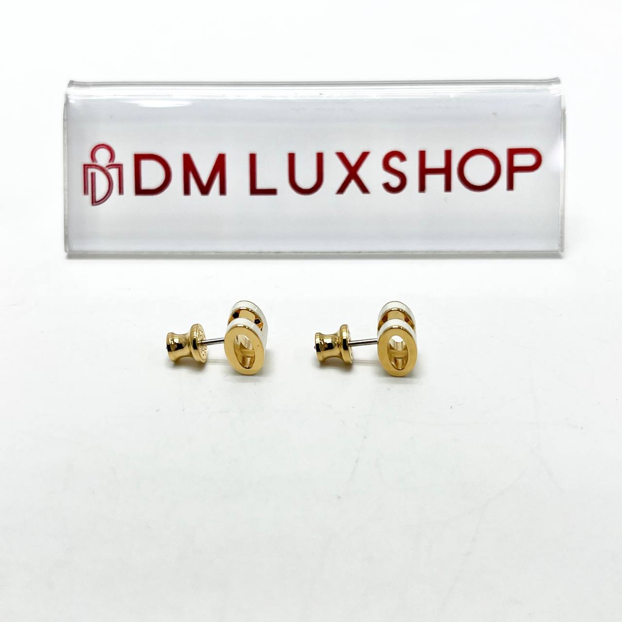 Hermes Mini Pop H White Earrings GHW