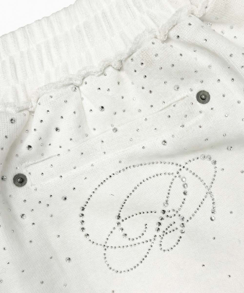 Dark Classic Rhinestone Jogger - White - 다크 클래식 라인스톤 조거 - 화이트