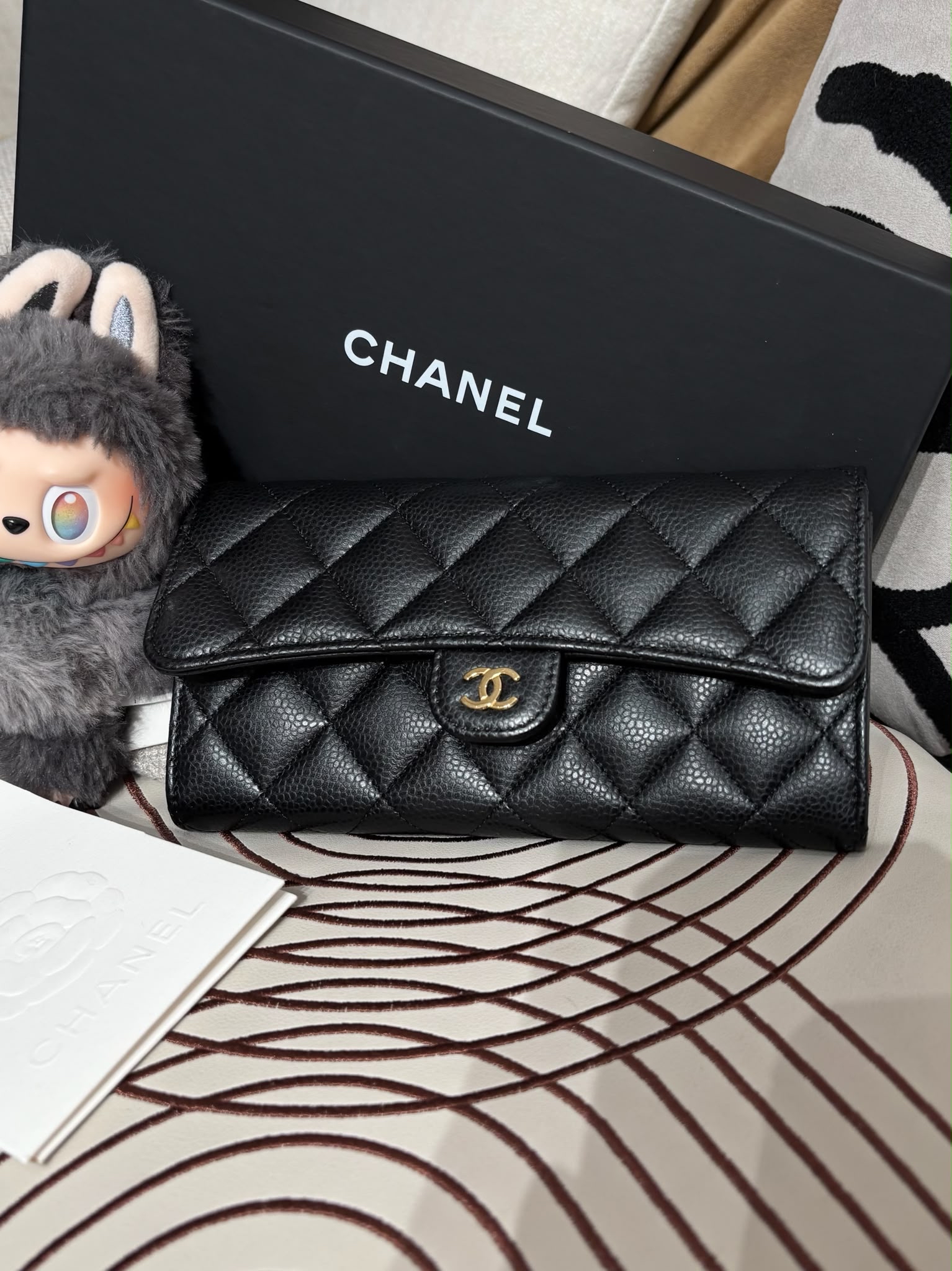Chanel classic wallet 黑色荔枝牛皮經典長銀包金扣,100%Authentic, 未使用品unused ✅專門店收據✅晶片✅塵袋✅盒 