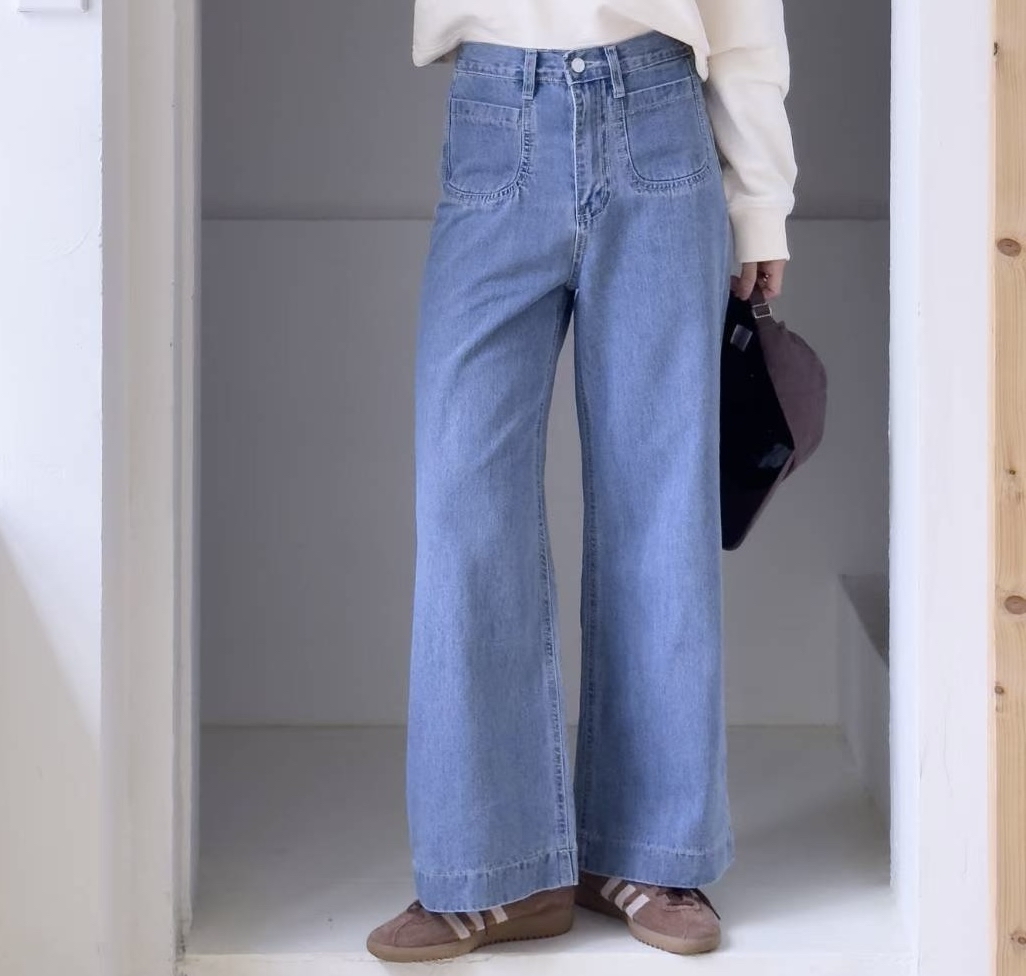 高質雙袋牛仔闊褲