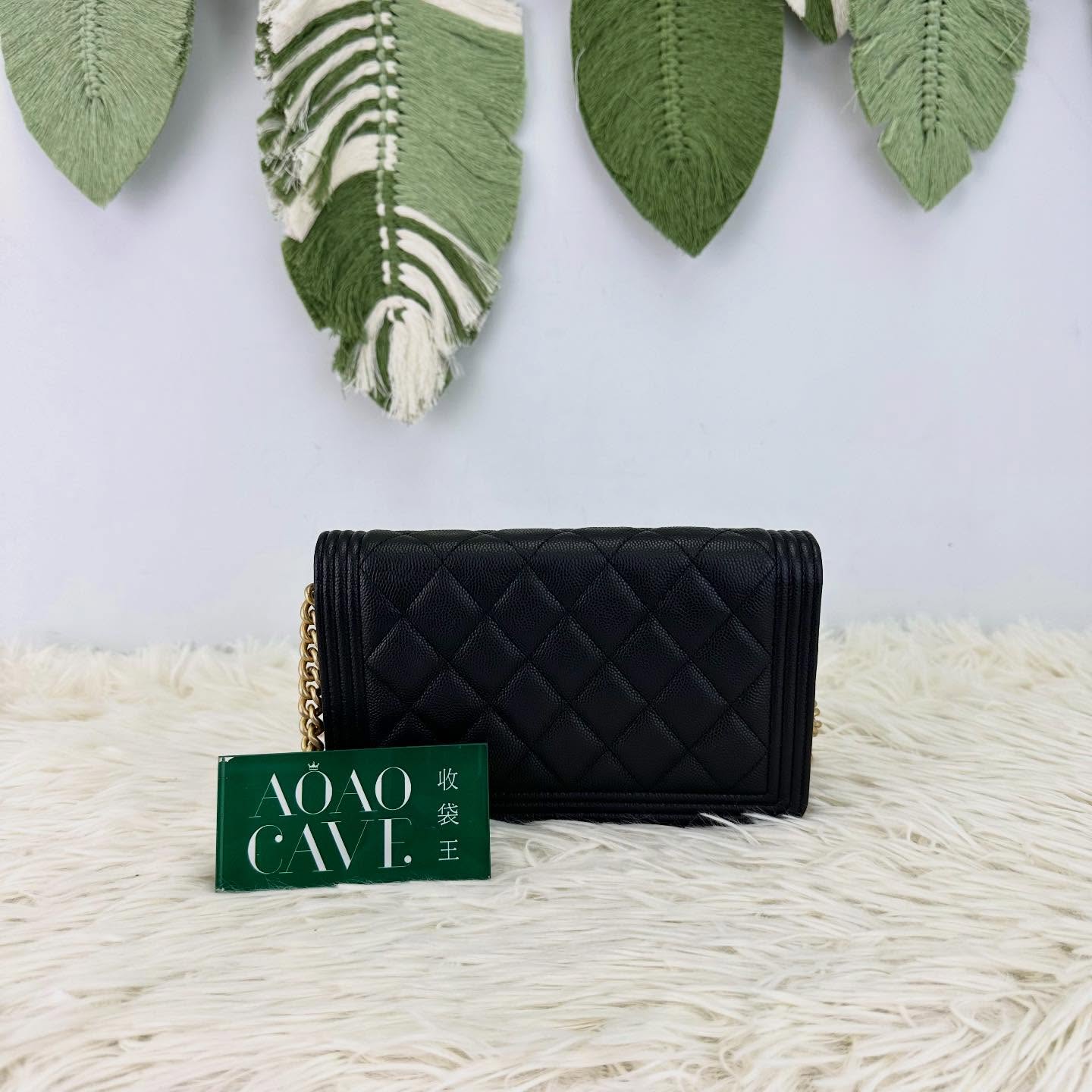 CHANEL🤍PRE OWNED LeBoy 黑金荔枝皮 WOC 晶片款 全套有盒🖤 