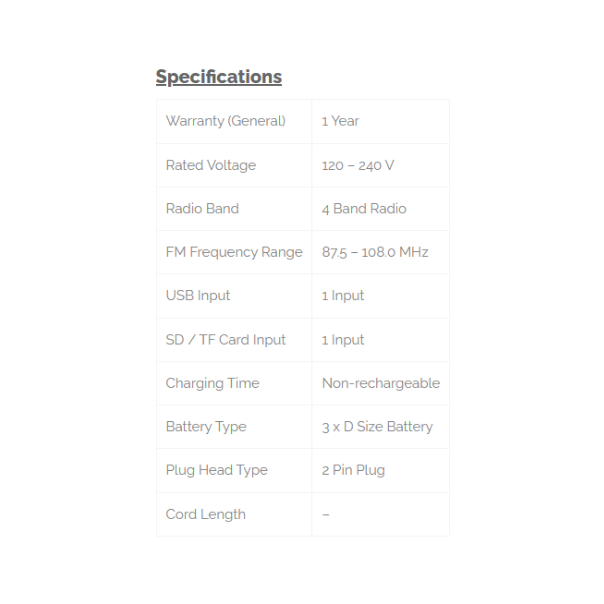 Phison 4-Band Portable Radio PPR-62U