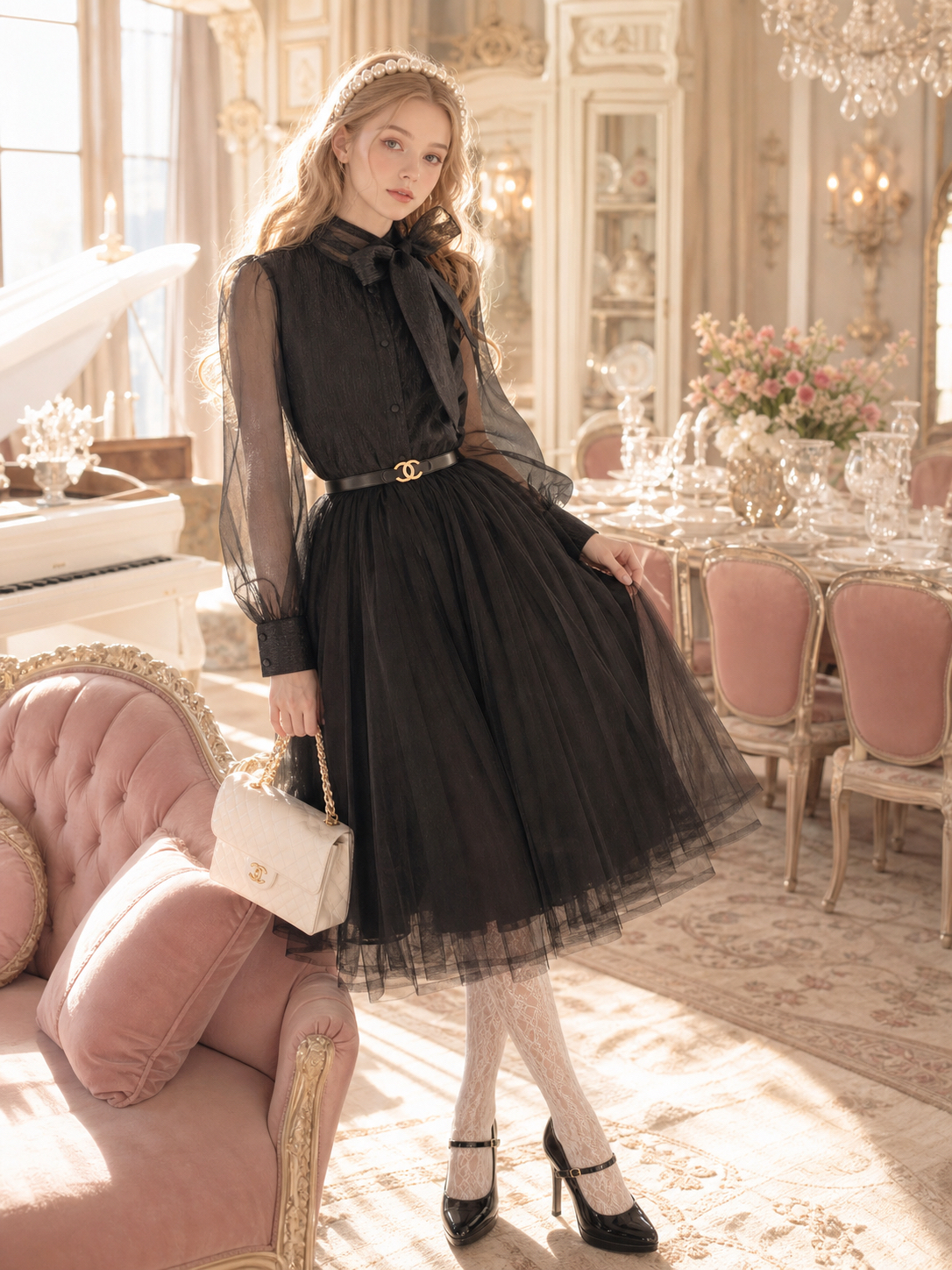 暗夜黑天鵝 ∙ 幻影柯根紗復古維多利亞上衣 Midnight Black Swan ∙ Illusion Organza Vintage Victorian Blouse