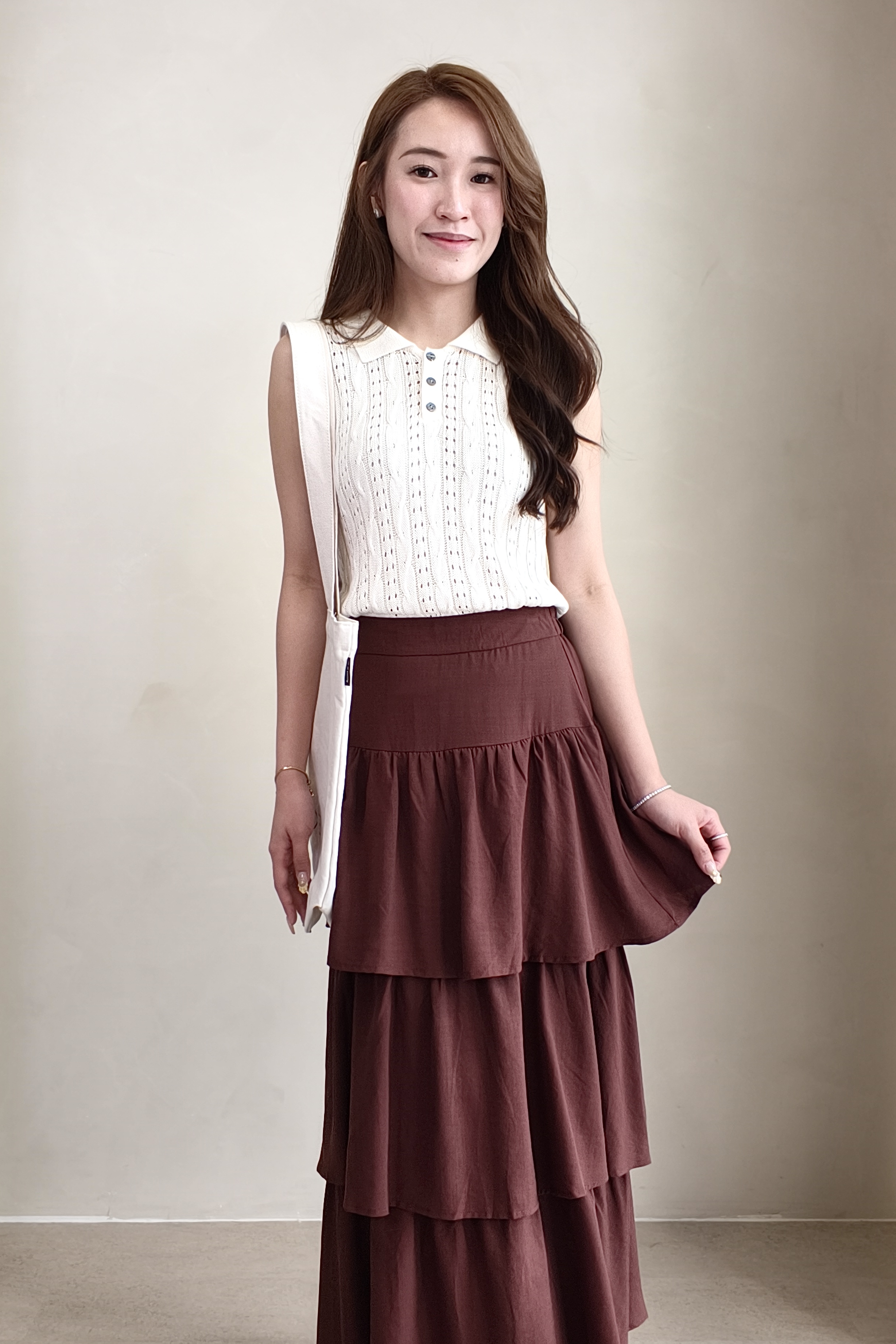 30887 Avery Pointelle Knit Polo Top