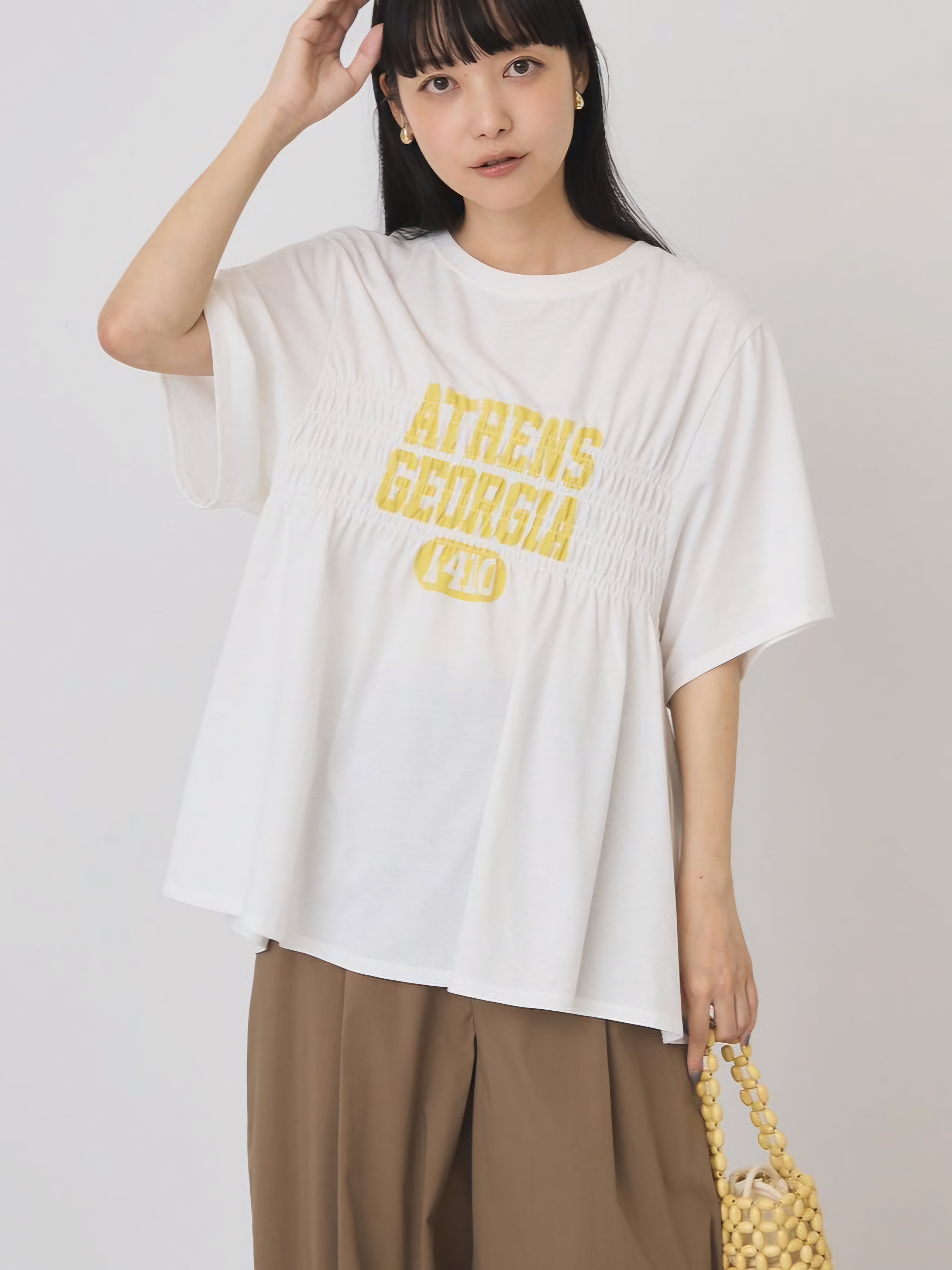 【✨️日本🇯🇵 pre-order 褶皺 logo tee✨️】 【共4色 | Free Size | 淺灰 / 米白 / 淺黃 / 海軍藍】