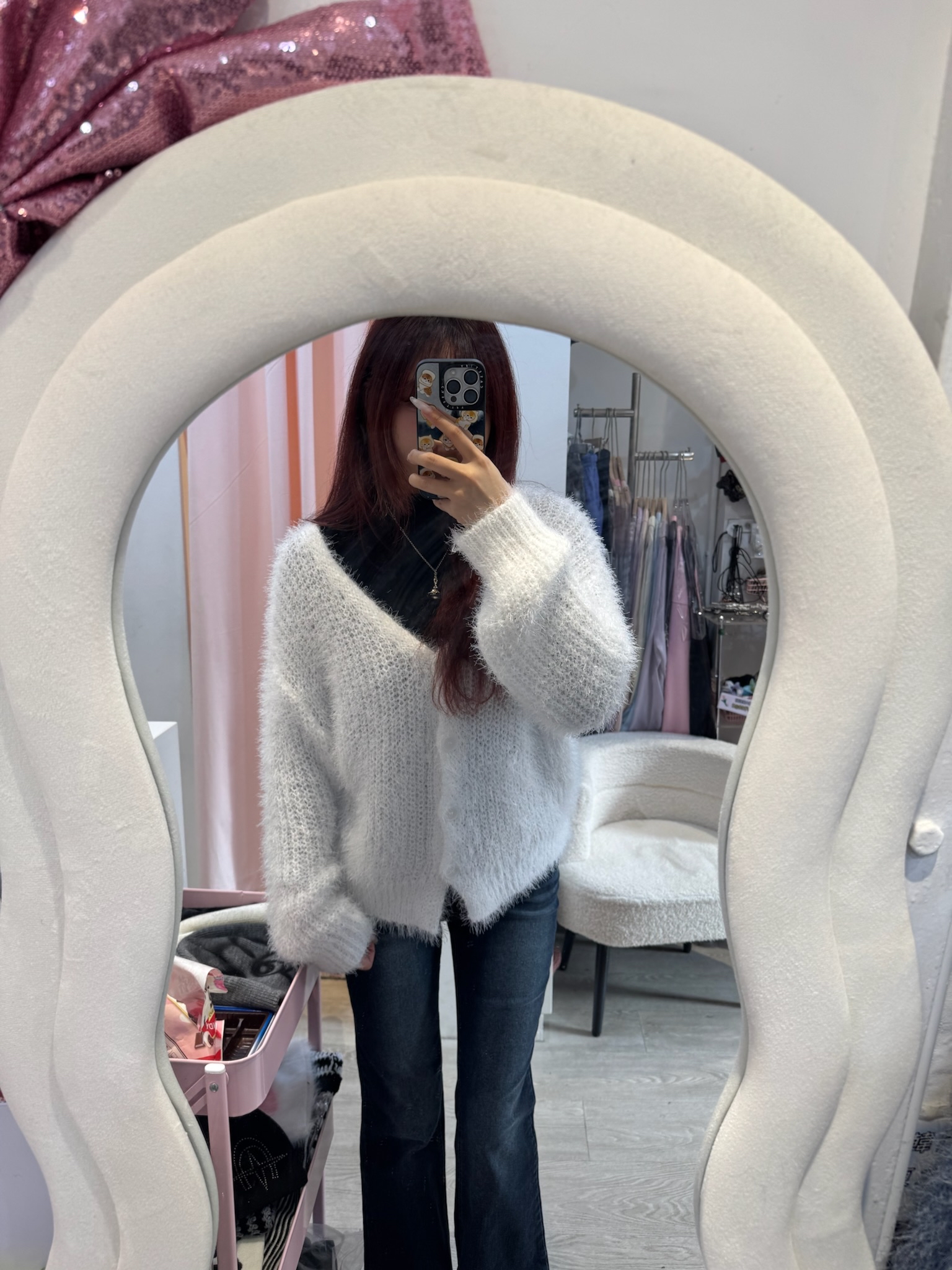 韓國棉花糖毛毛針織毛衣外套(多色）