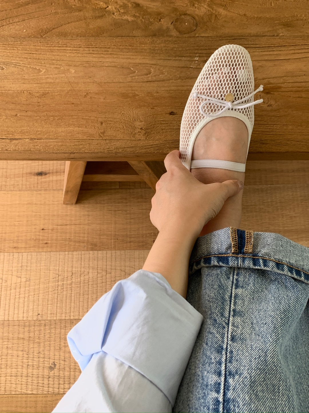 Ribbon Netted Ballet Flats (3 colors)