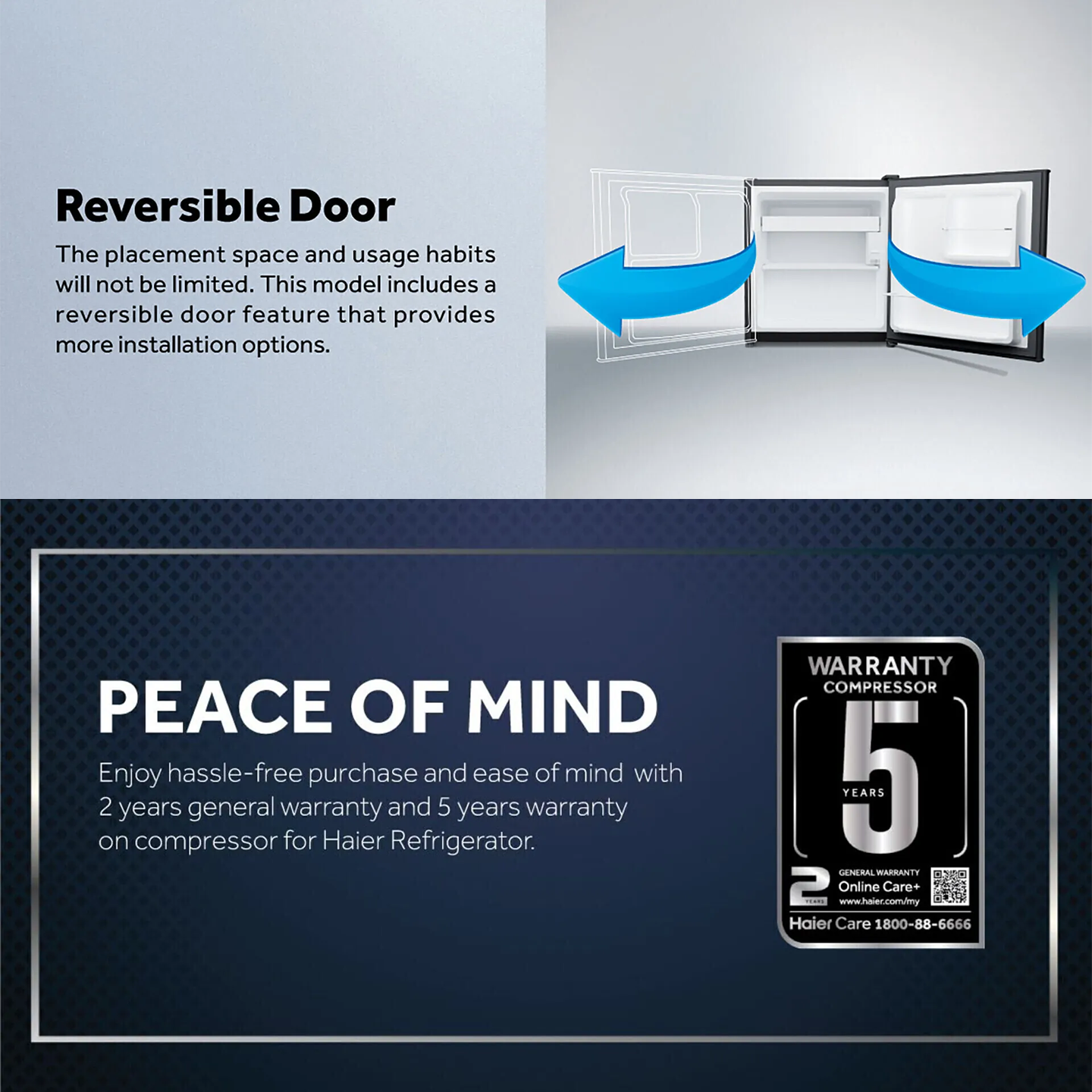 Haier 62L Minibar Refrigerator (HR-68H)