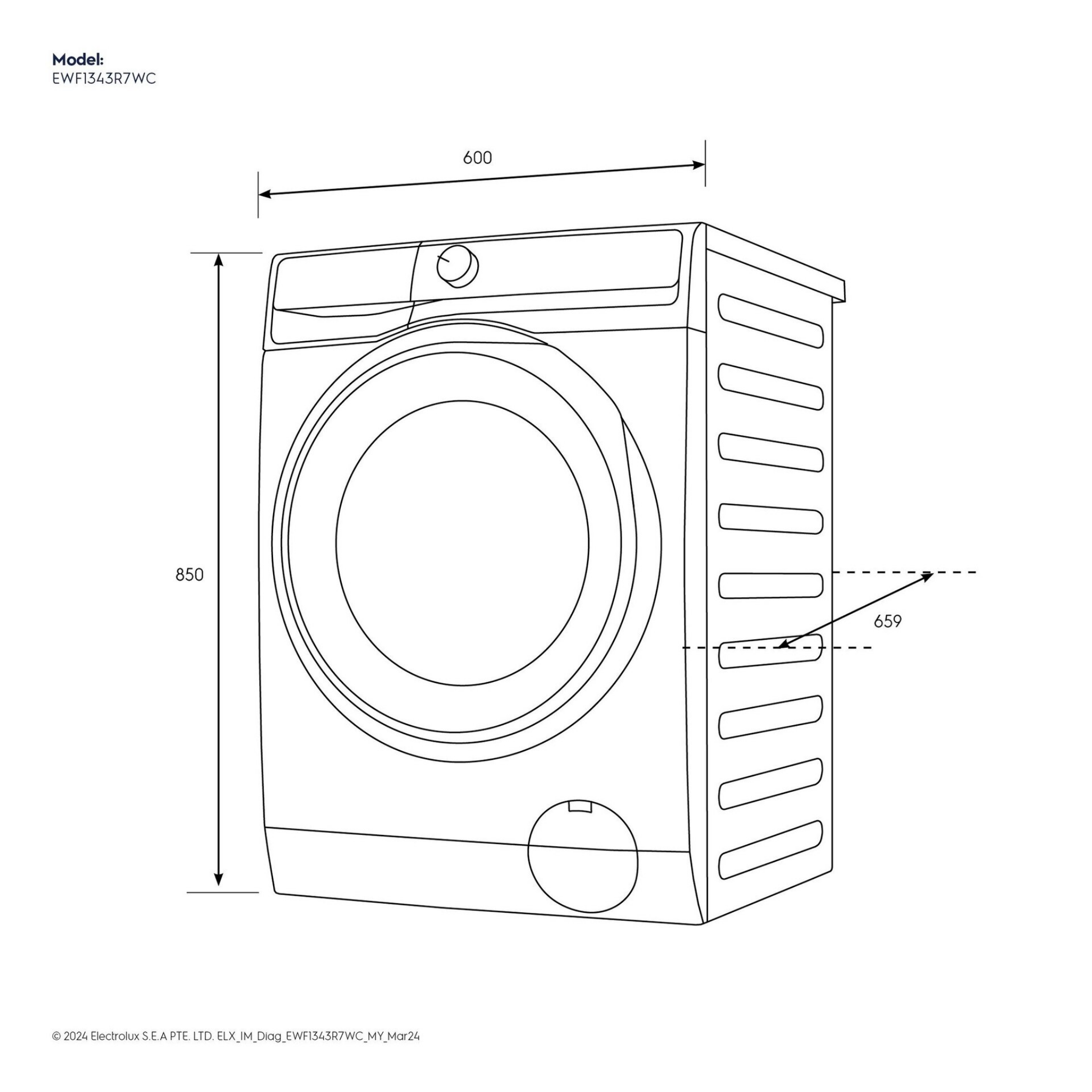 Electrolux 13kg UltimateCare 700 Front Load Inverter Washer (EWF1343R7WC)