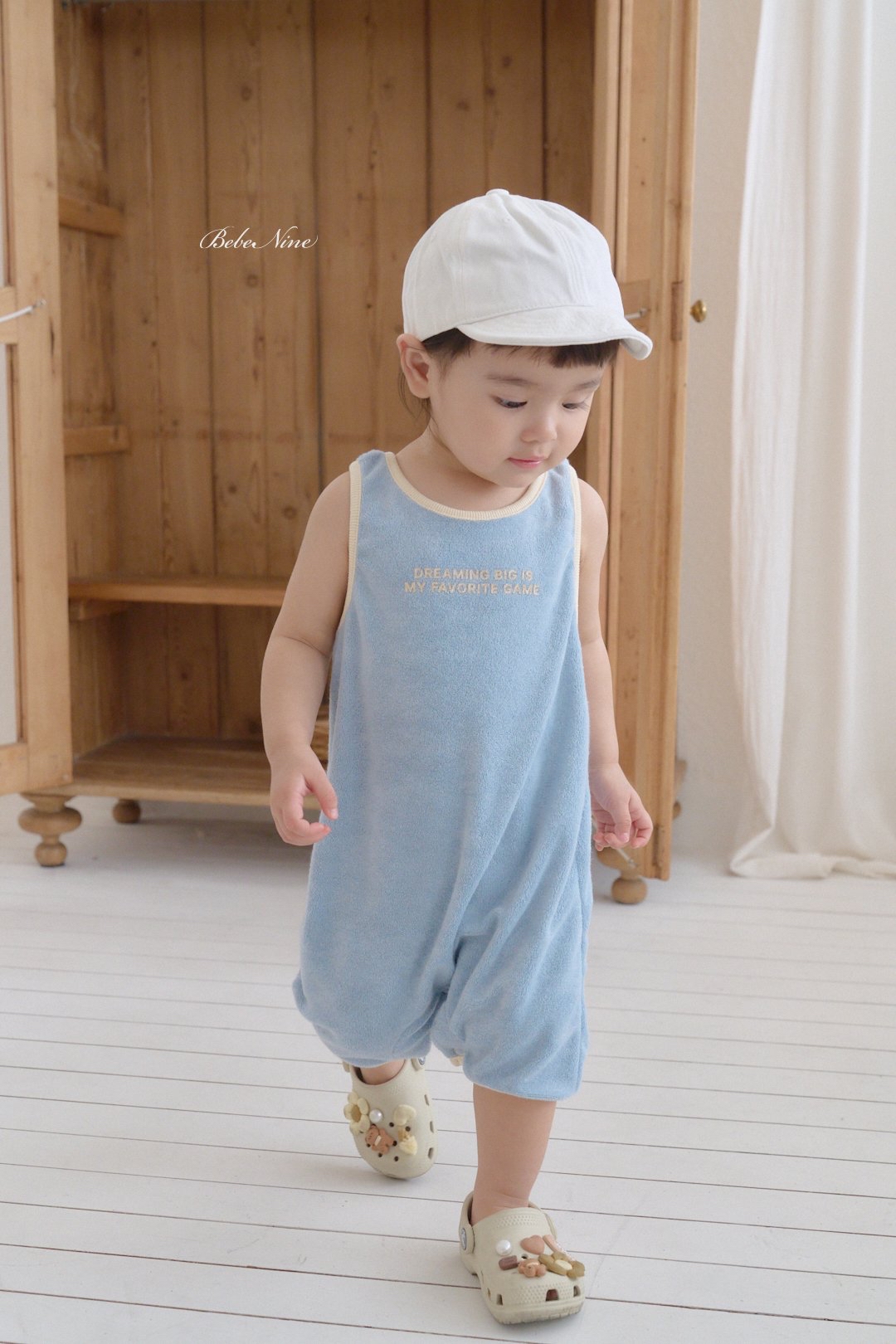 ☀️預訂 韓國直送☀️🇰🇷Bebenine四色字母印花毛巾布滾邊背心連身服