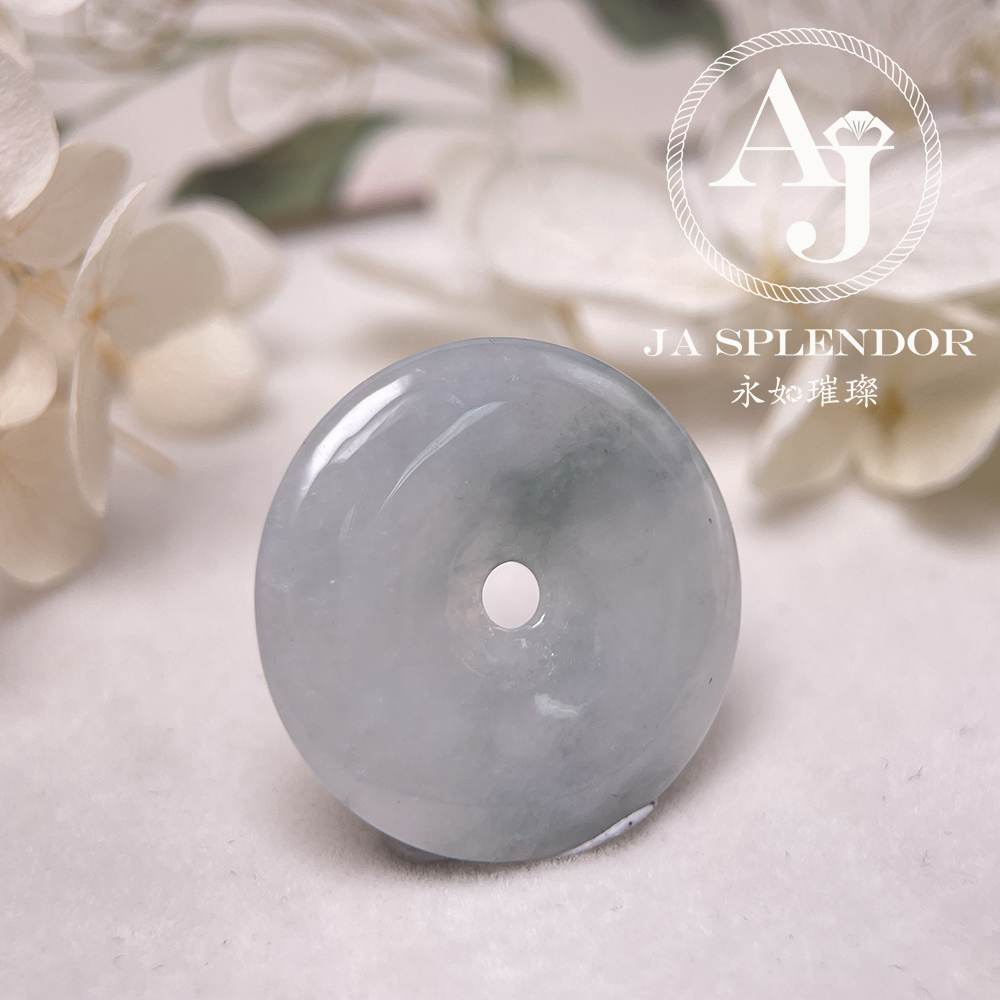 JN-228 天然翡翠A玉 冰糯飄綠平安扣