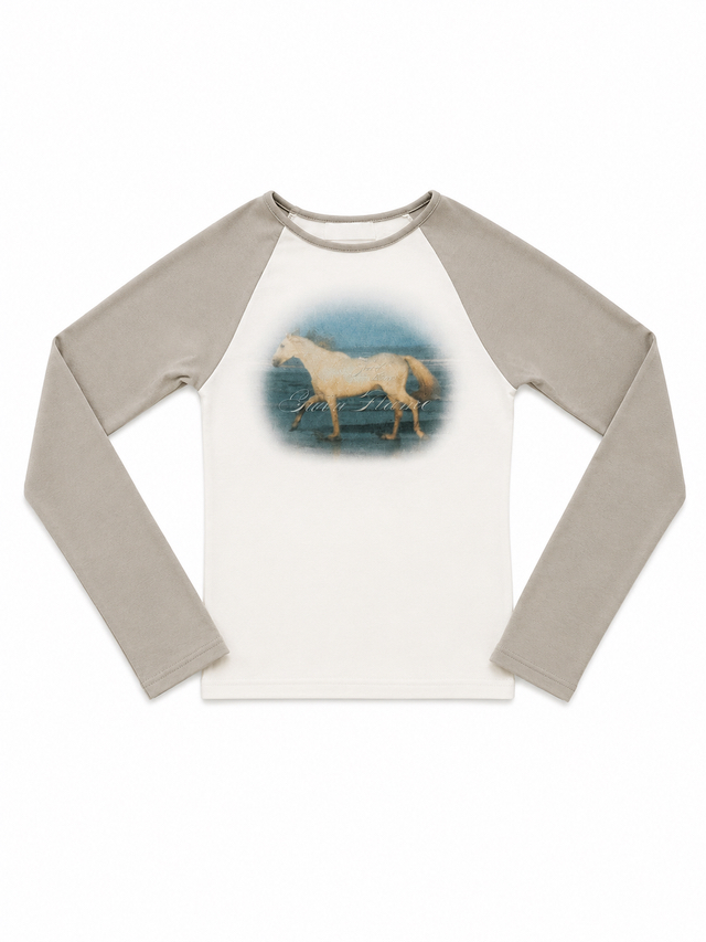 Graphic Raglan Long Sleeve Top