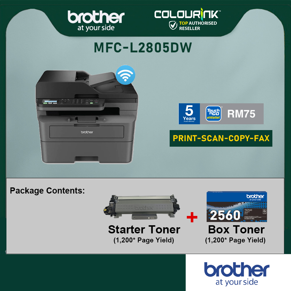 Brother MFC-L2805DW 4-in 1 Fax B&W Laser Printer Duplex Wifi ADF Auto 2-sided similar DCP-L2640dw MFC-L2715dw MFC-L2700D l2805dw