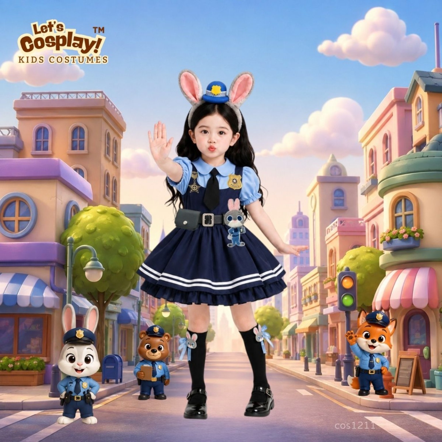 Zootopia Judy 主題兔耳頭箍女童警察服｜優獸大都會朱迪角色扮演 Costume