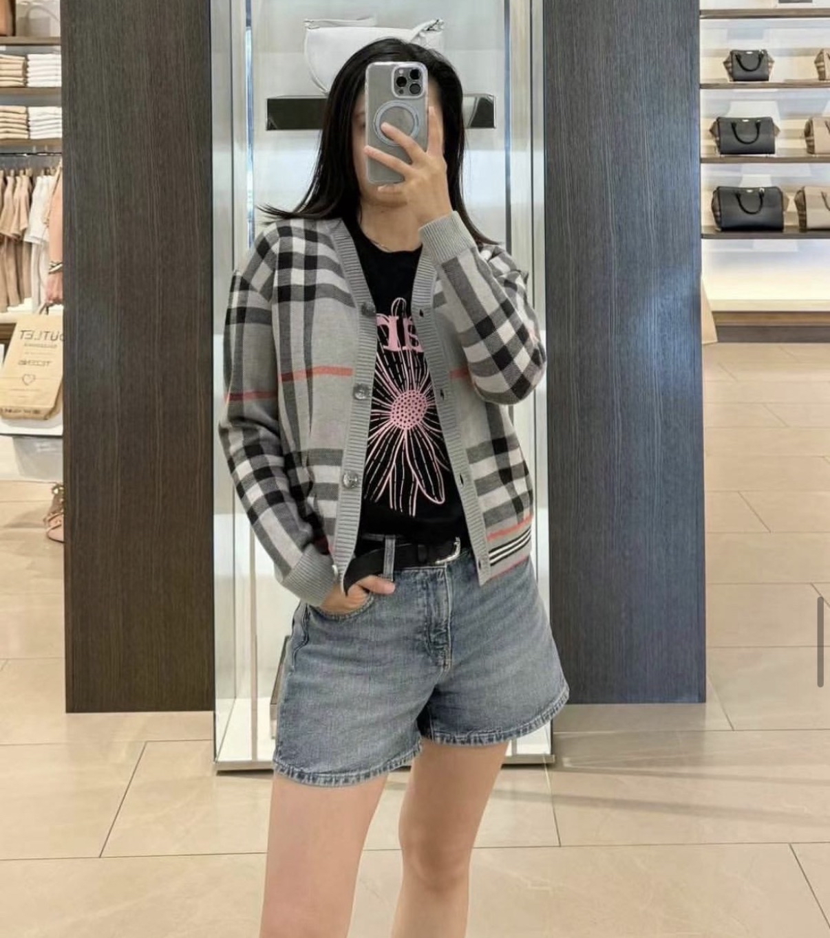 Burberry kids 經典灰色大格冷外套