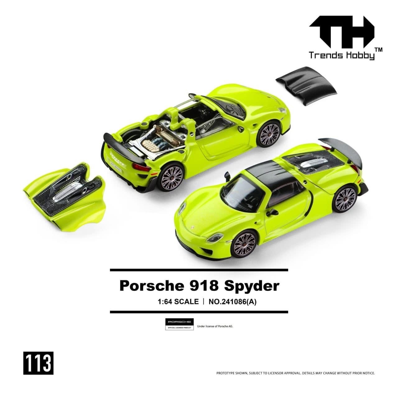（預訂 Pre Order) Trends Hobby (241086(A)) 1/64 Porsche 918 Spyder - Acid Green