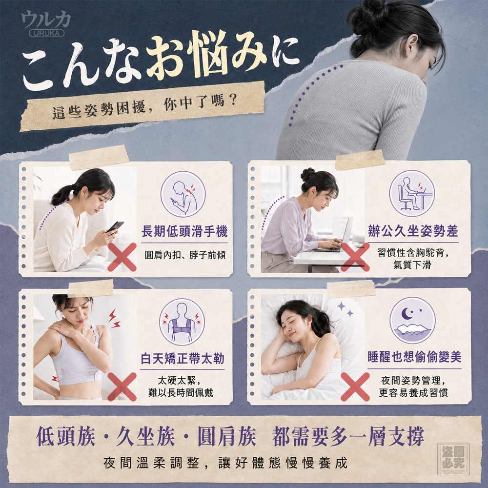 日本ウルカ-夜間防駝神器 睡眠開肩美姿帶