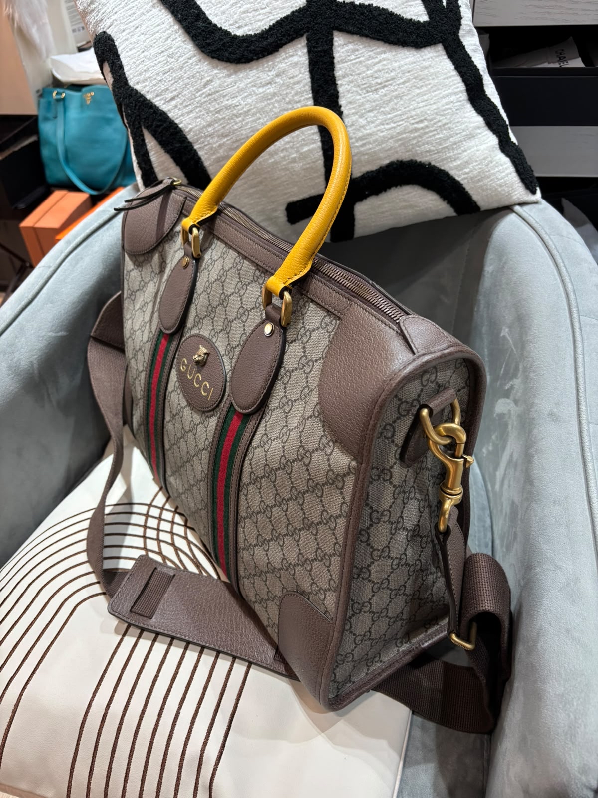GUCCI Neo Vintage GG Monogram Web Duffle 2 way bag 480500  100%Authentic, 98%New✅Dust bag