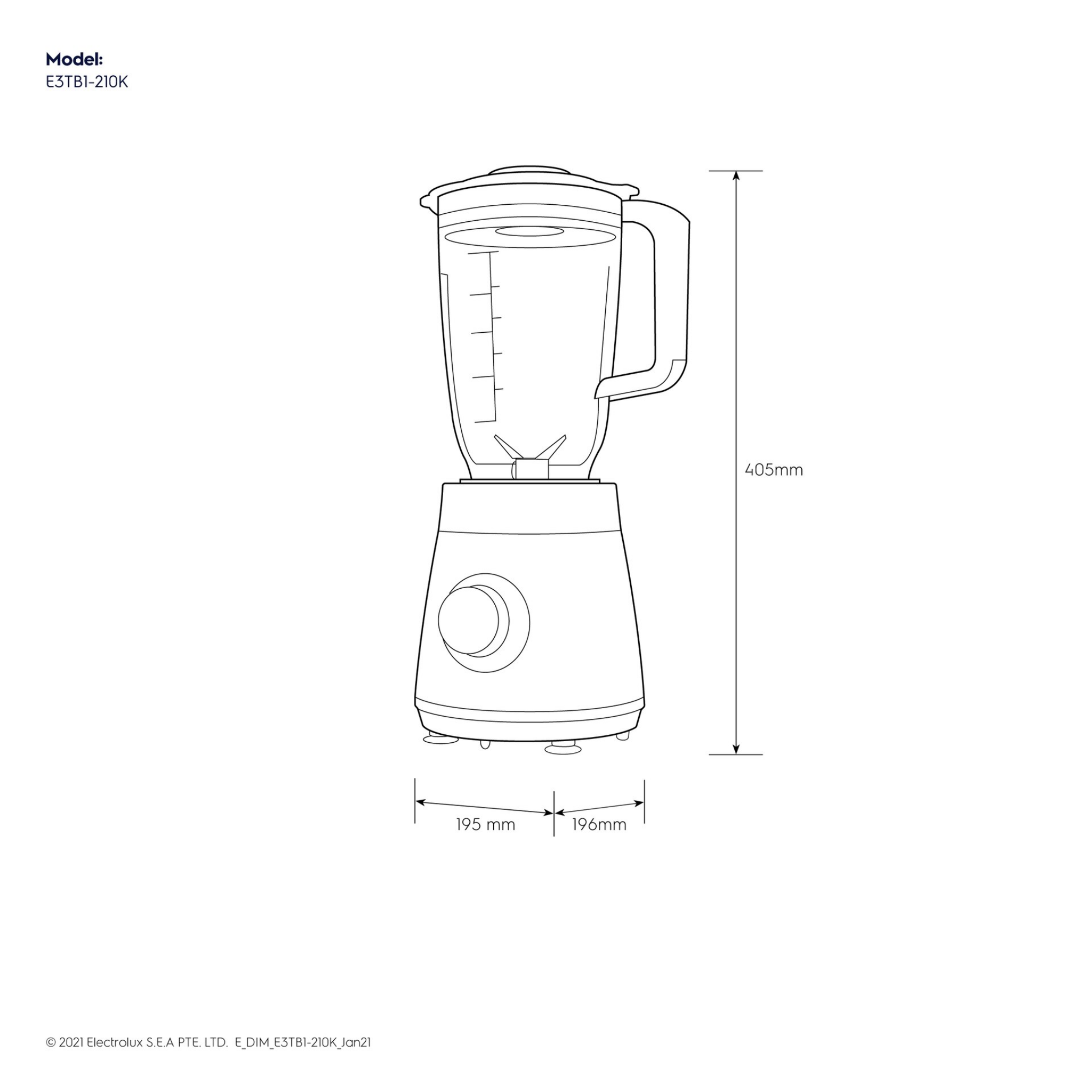 Electrolux Create 3 Countertop Blender 1.5L (E3TB1-210K)
