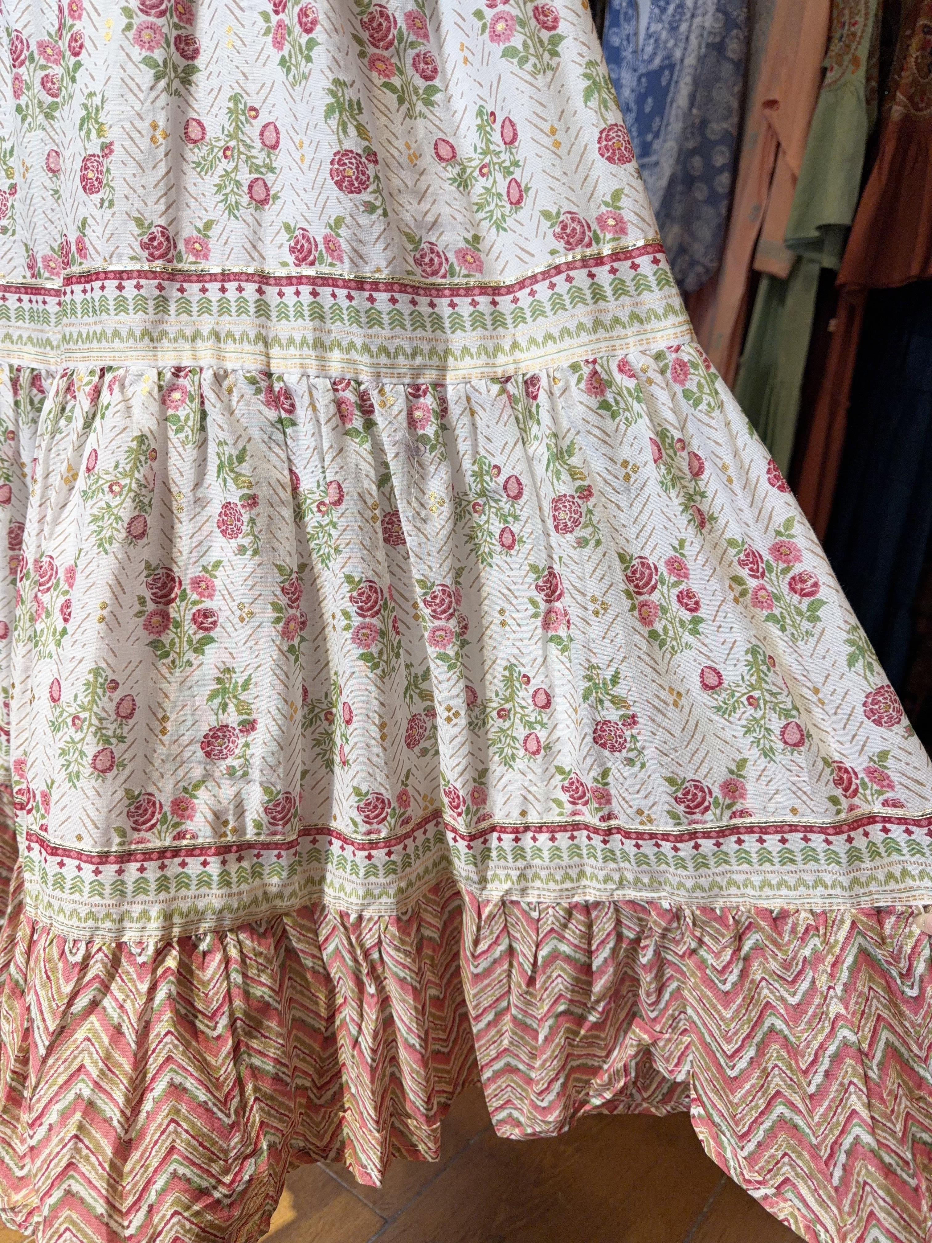 White Cottage Core V Neck Sleeveless 45.5" #1090