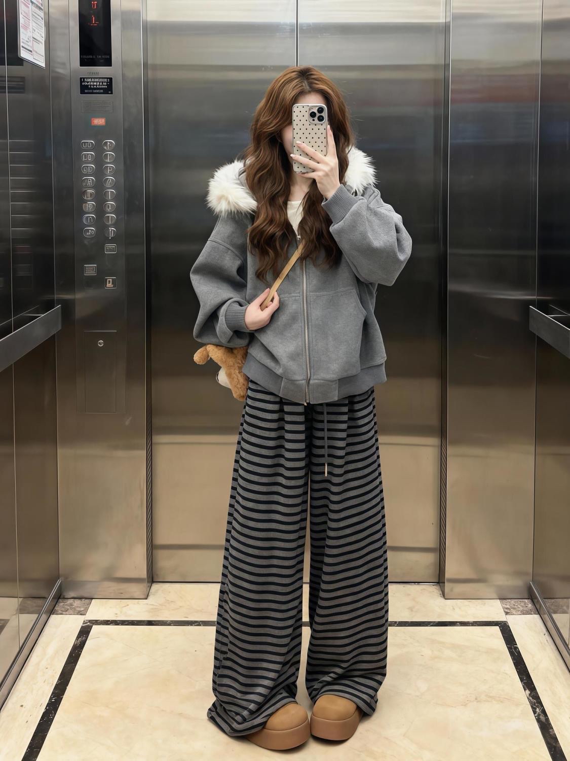 PT224休闲条纹长裤