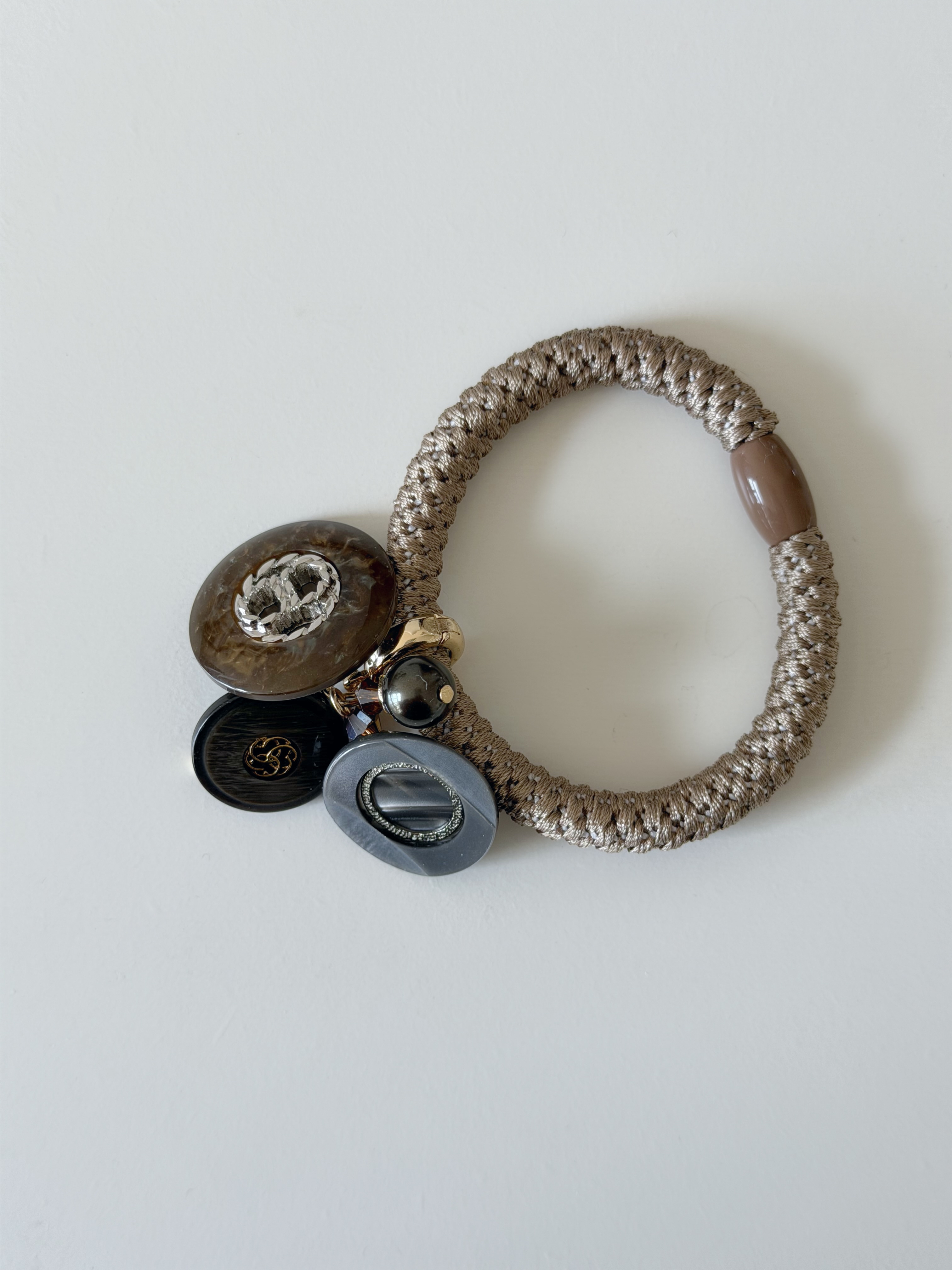 日本復古鈕扣綁髮橡筋/1