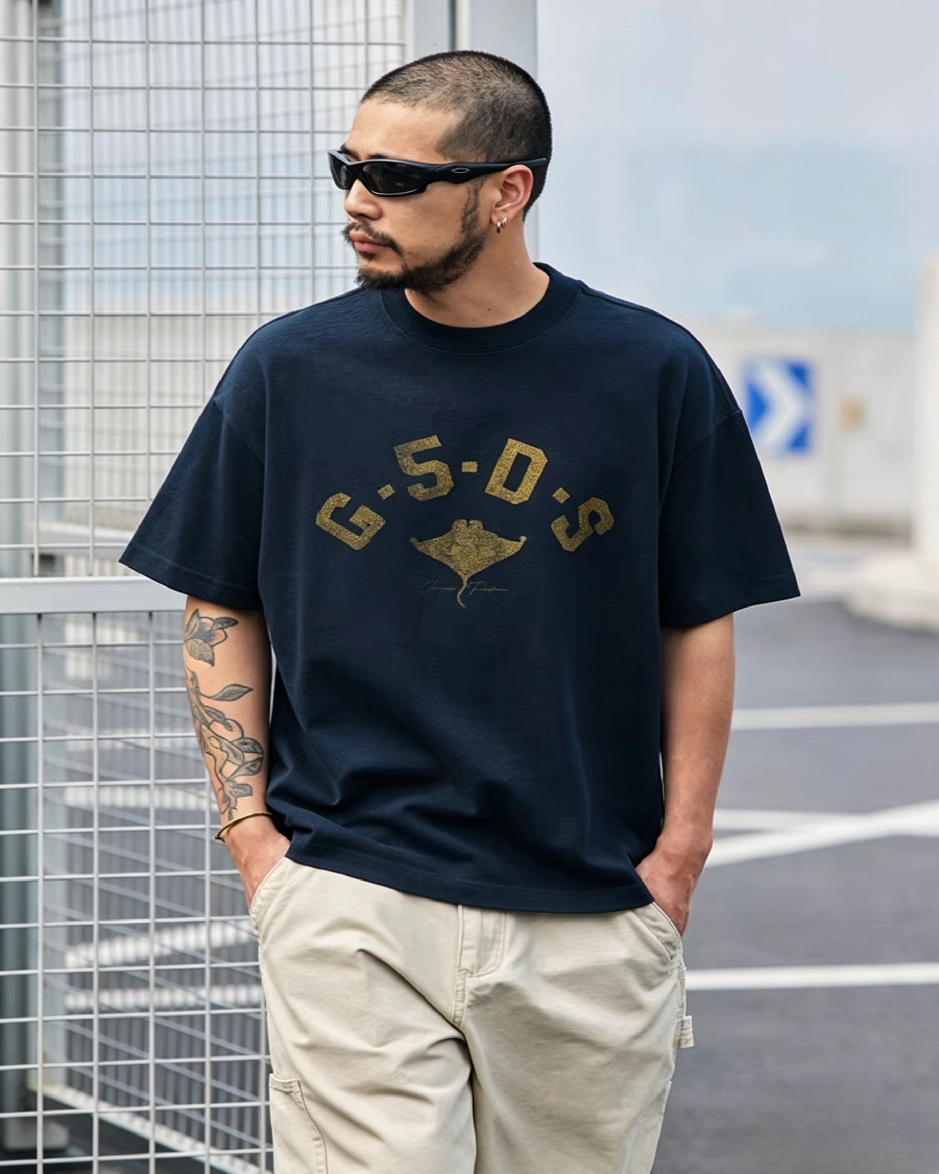 M1316重磅洗水字母Tee