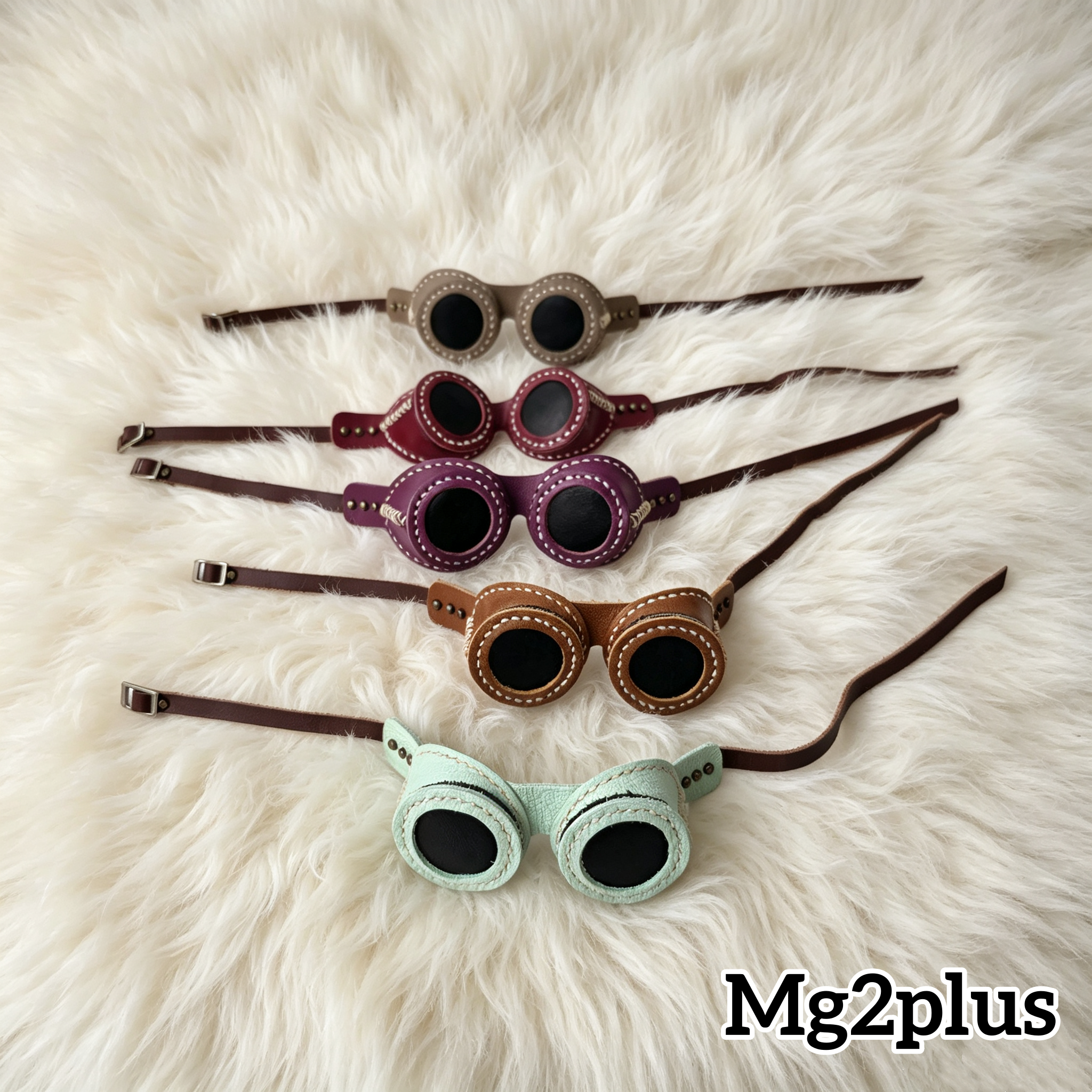 【MG2Plus】(20cm - 24cm Doll Head) 真皮手作蒸汽朋克風格眼罩 Handmade leather steampunk eye mask