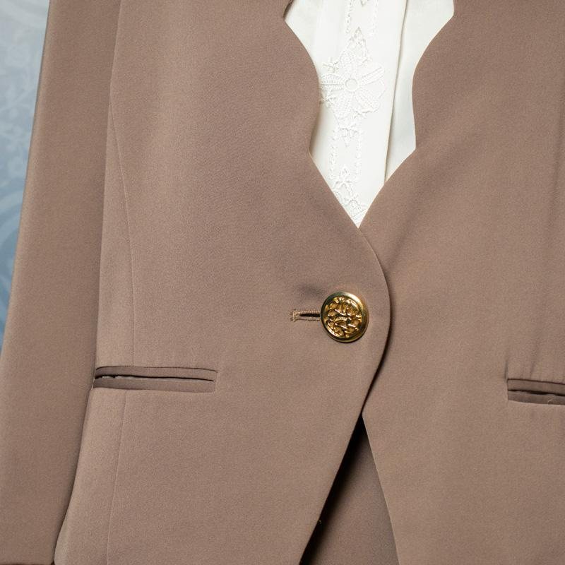 c.a.1980-1990s Choco Brown Scalloped Collar Blazer and Skirt Set - Skirt only(FH069)