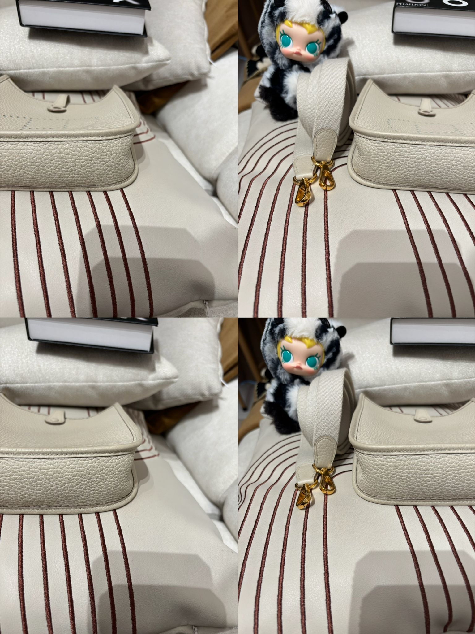 Hermes mini evelyne STAMP U 8L beton 冰川白 100%Authentic ,95%new ✅dust bag 