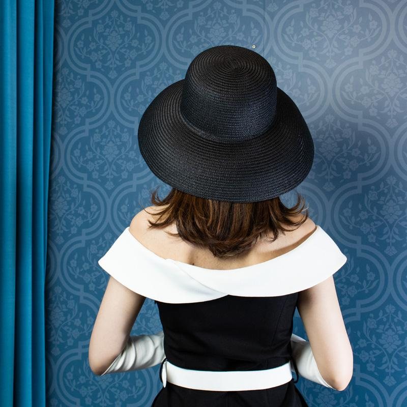 Hepburn Style Elegant Black Wide Brim Summer Hat(MT906)