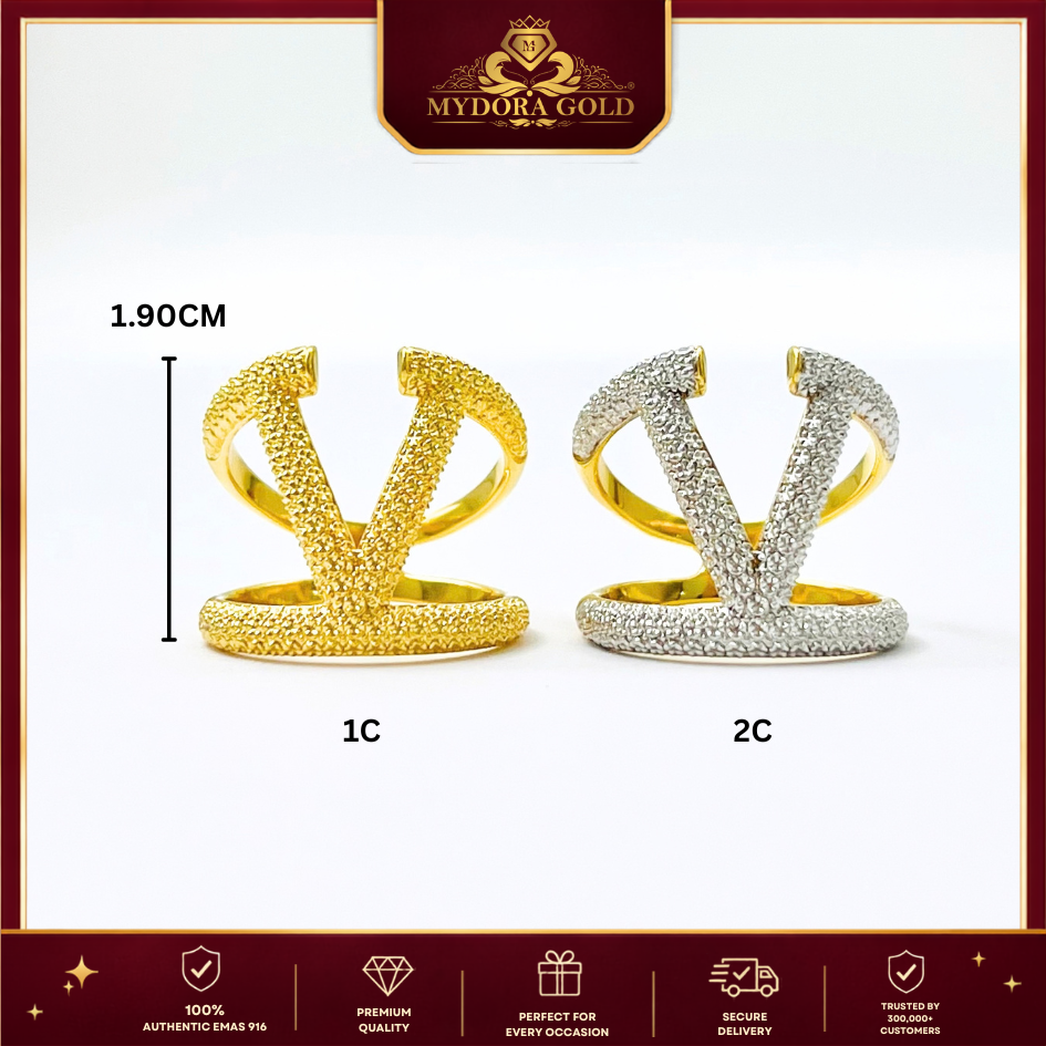MYDORA EMAS 916 Cincin V Diamond-Cut (5G) l EMAS 916/22K