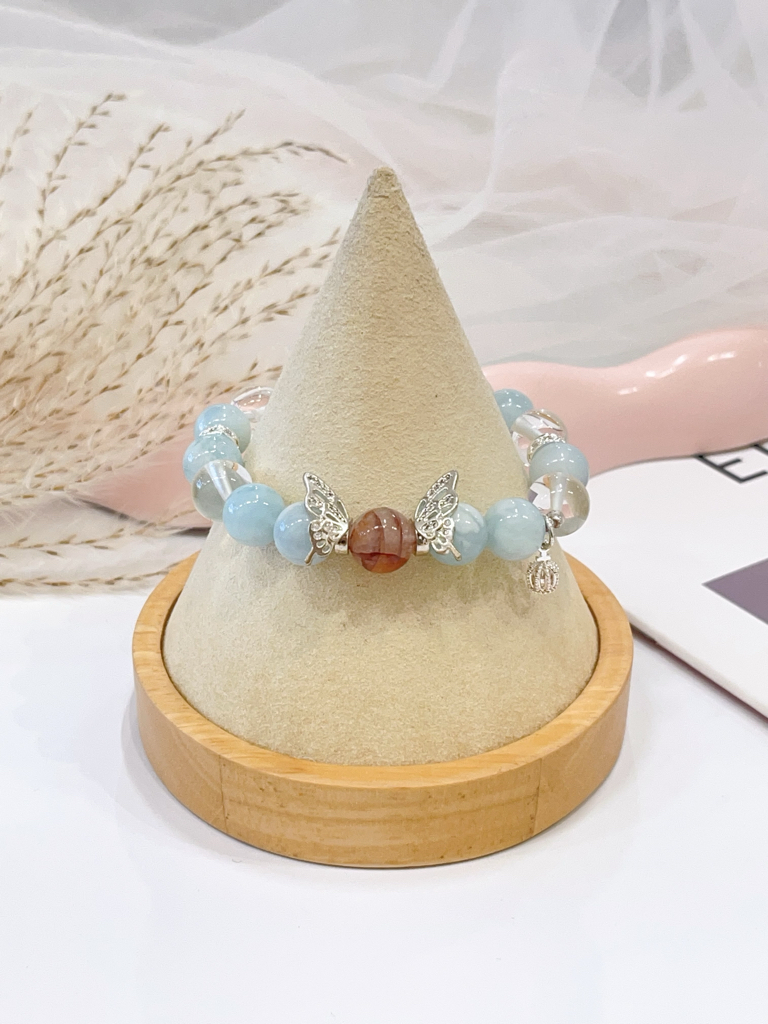 🌈 海蓝宝 × 紫水晶 × 粉水晶 × 葡萄石 × 白水晶手串 Aquamarine, Amethyst, Rose Quartz, Prehnite & Clear Quartz  |  10mm