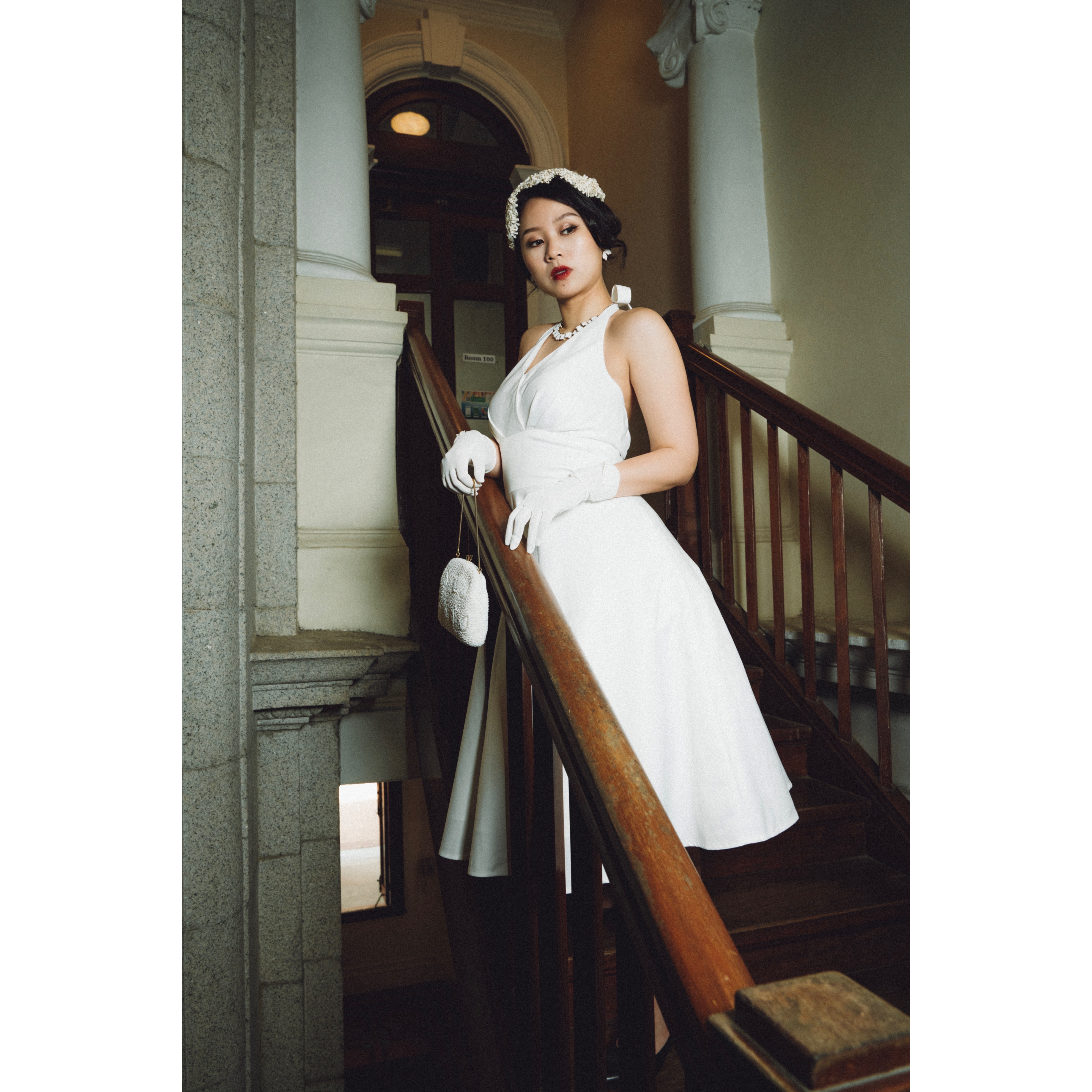 (Ready/Custom-Made) Heirloom Cocktail Series - Marilyn Style Halter Dress - White  (FM171)