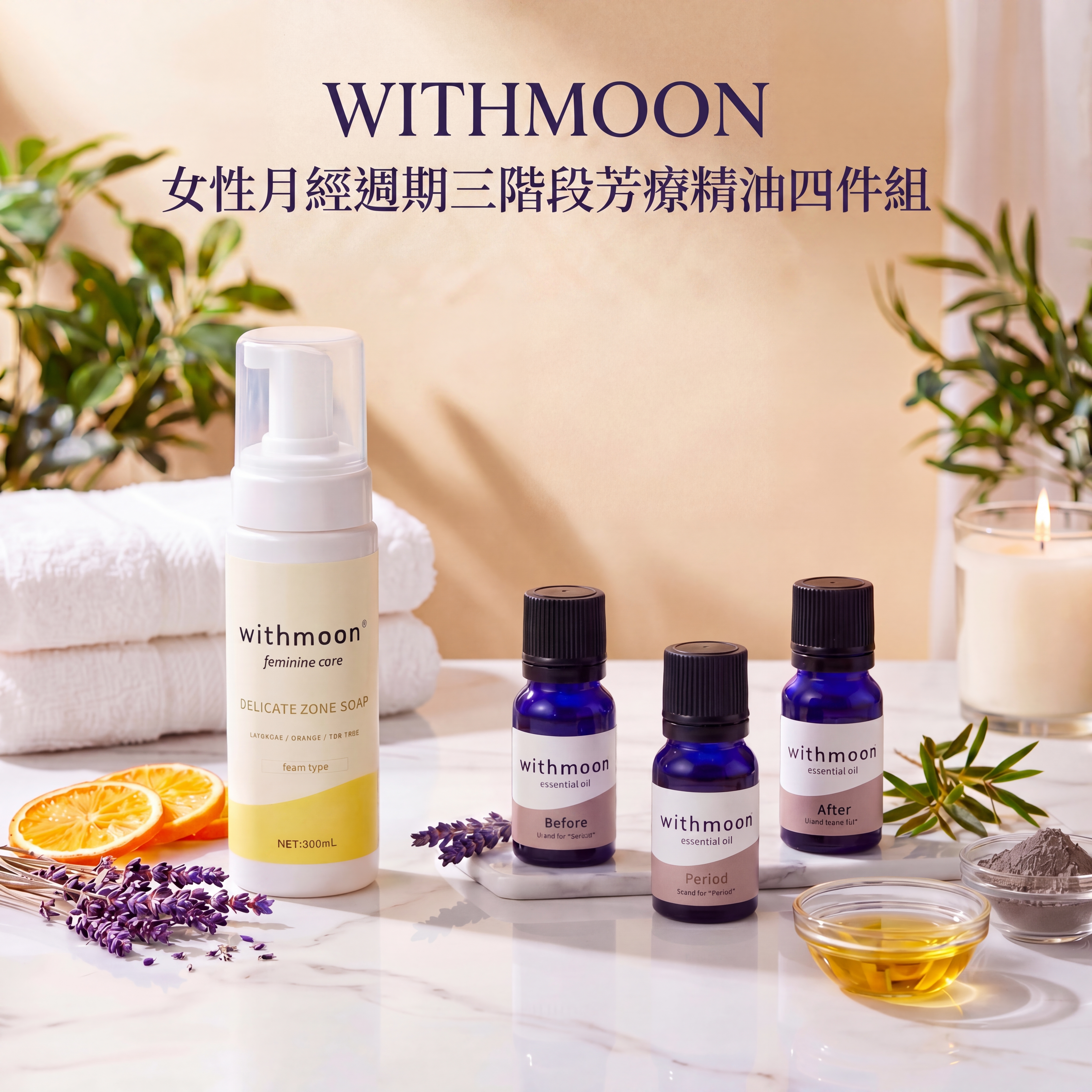 Withmoon 女性月經周期3階段 <芳療精油> 4件套裝日本製