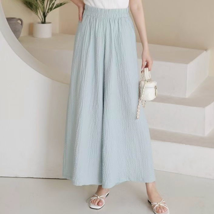 Y4202 韓國🇰🇷靚色皺布闊褲