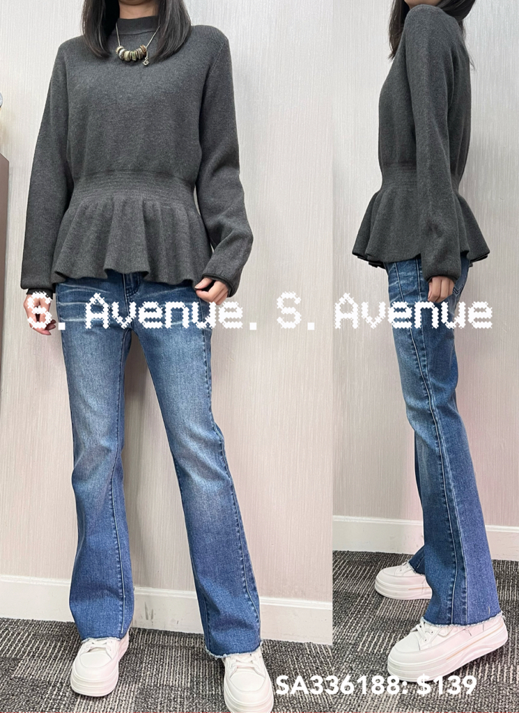 SA336188: 長袖小企領腰橡根魚尾top