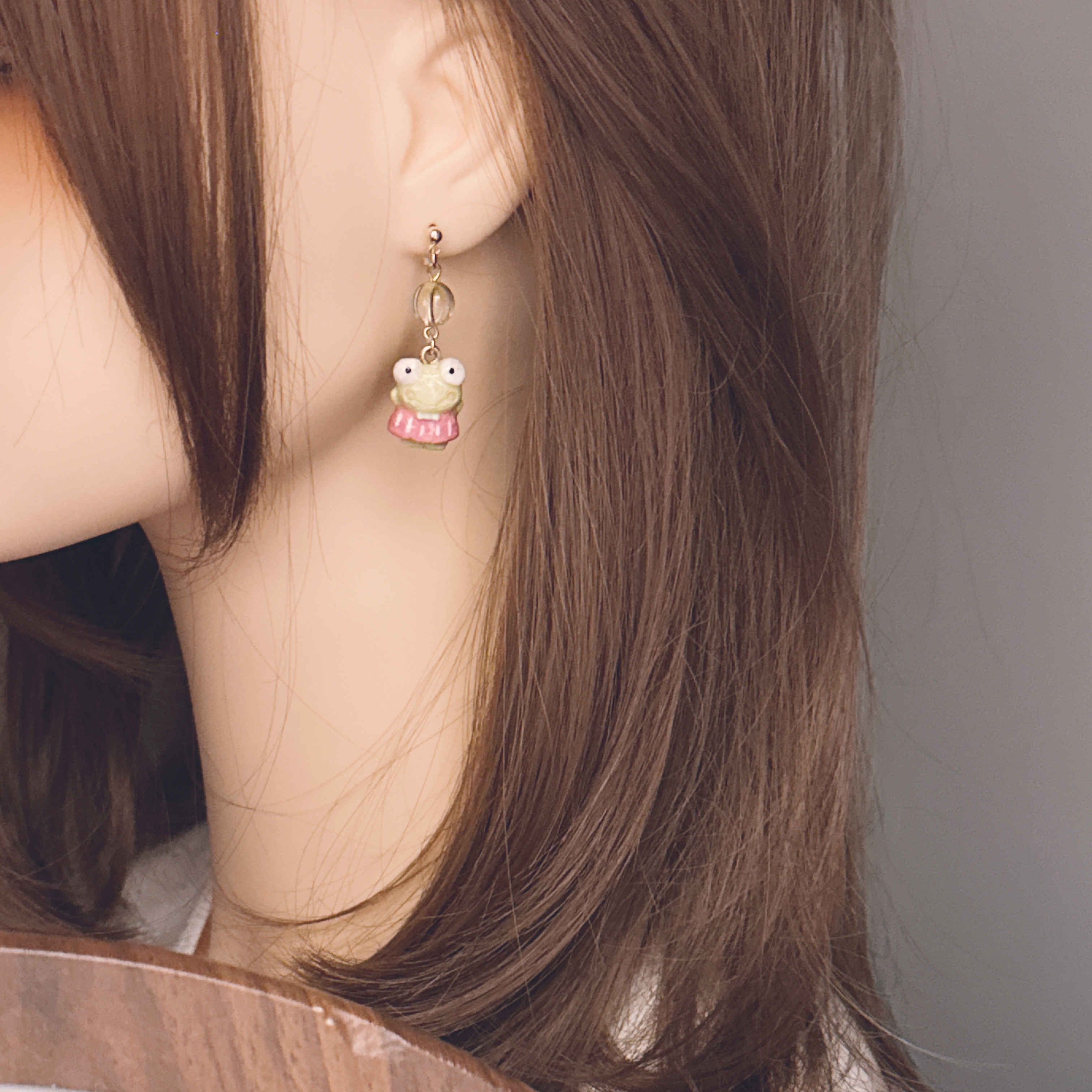 手繪小青蛙波波耳環