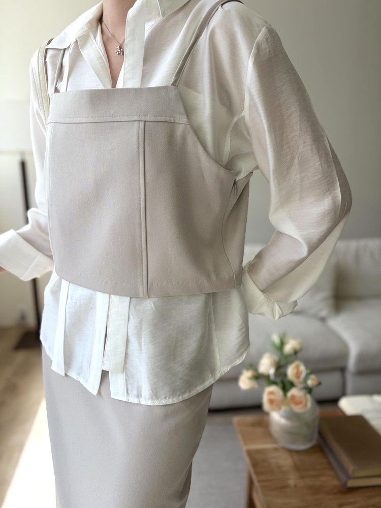 Colette Layered Cami Top (Light Beige)