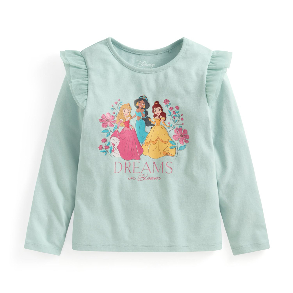 🌸預訂 台灣直送🌸迪士尼公主系列三色網紗印花純棉長袖T恤