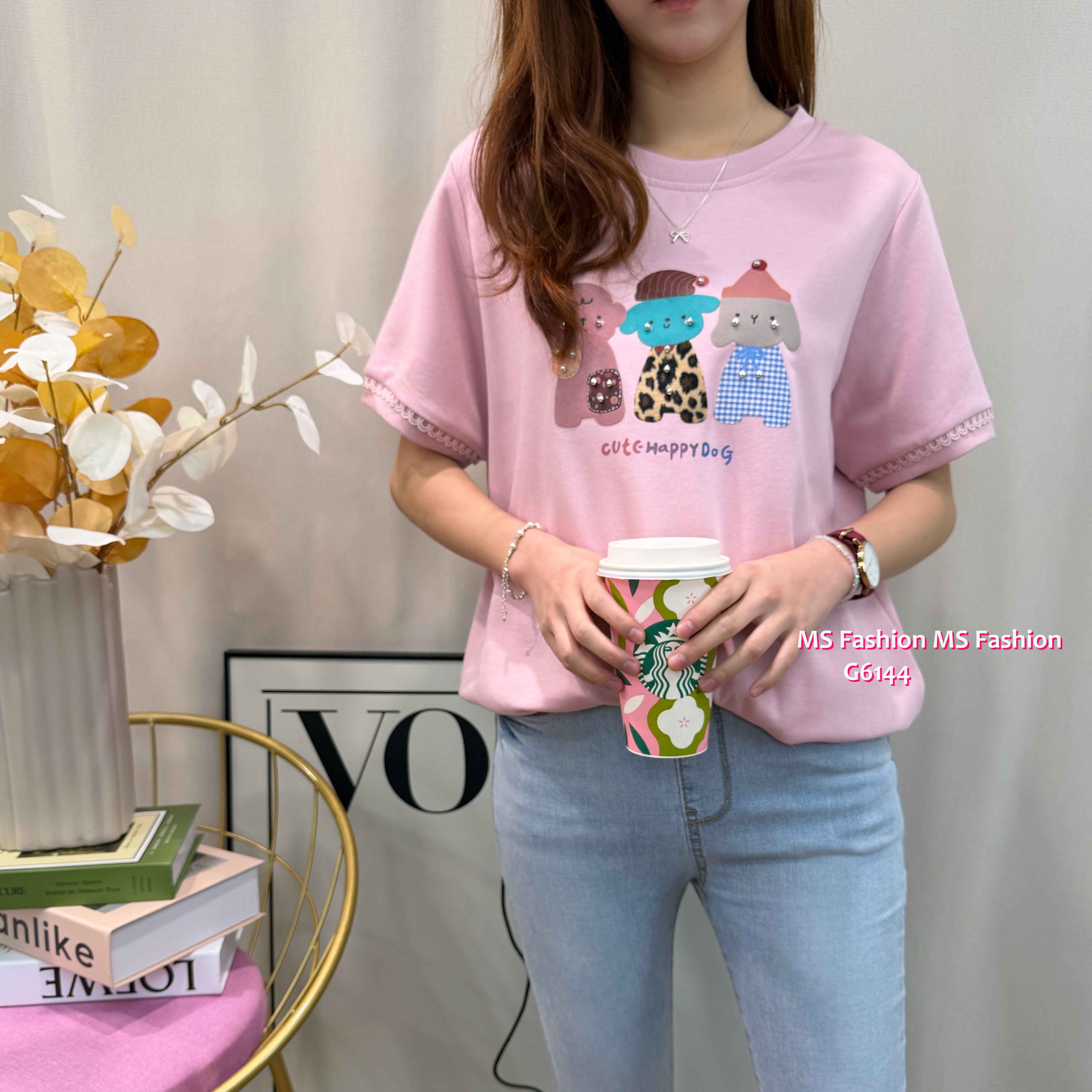 G6144 韓國🇰🇷可愛狗狗圖案top