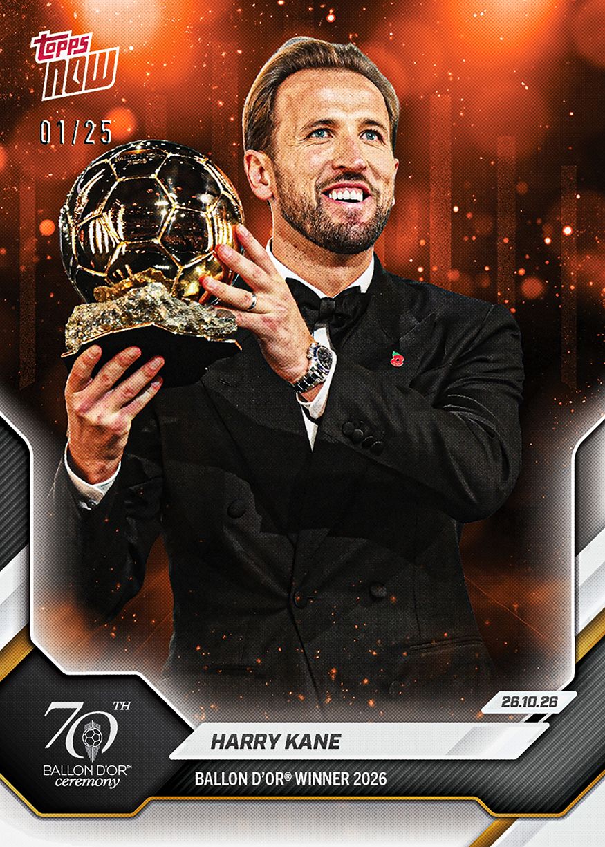 Harry Kane - 2026 Ballon d'Or Topps NOW® #1 金球獎得主紀念卡【團購】